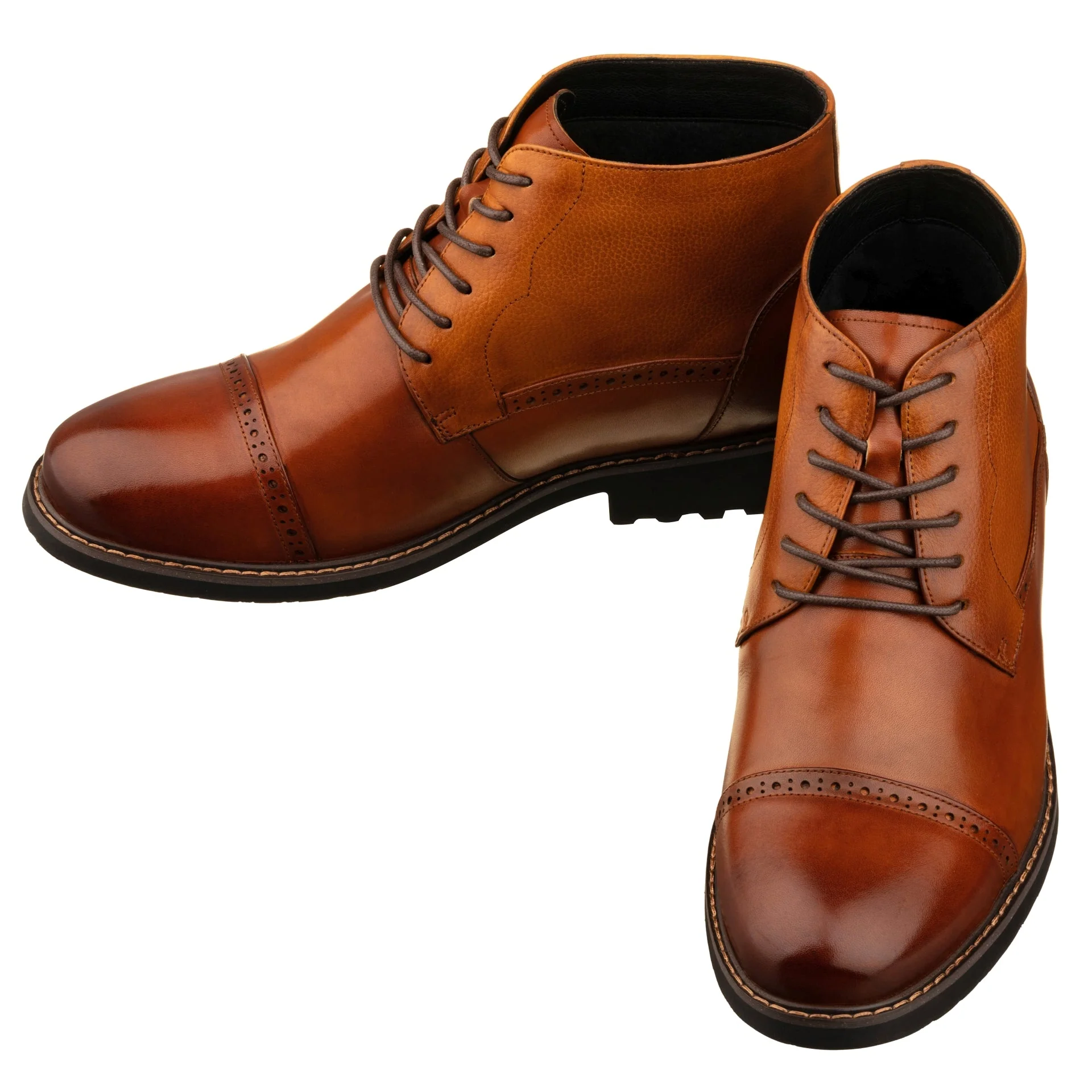 Y41085 - 3.2 Inches Taller (Brown) - Lace Up Casual Men's Boots - Image 4
