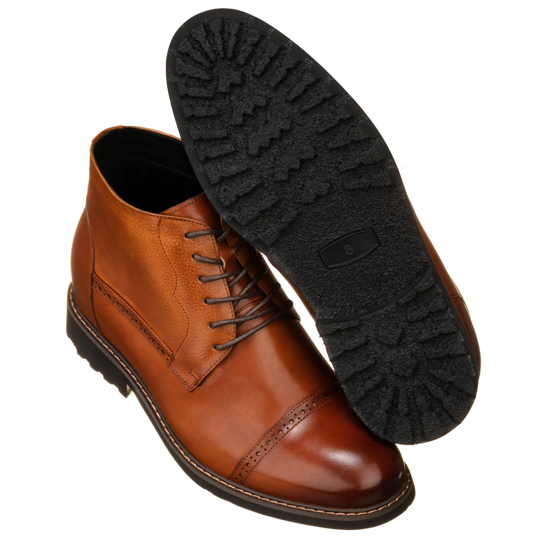 Y41085 - 3.2 Inches Taller (Brown) - Lace Up Casual Men's Boots - Image 5