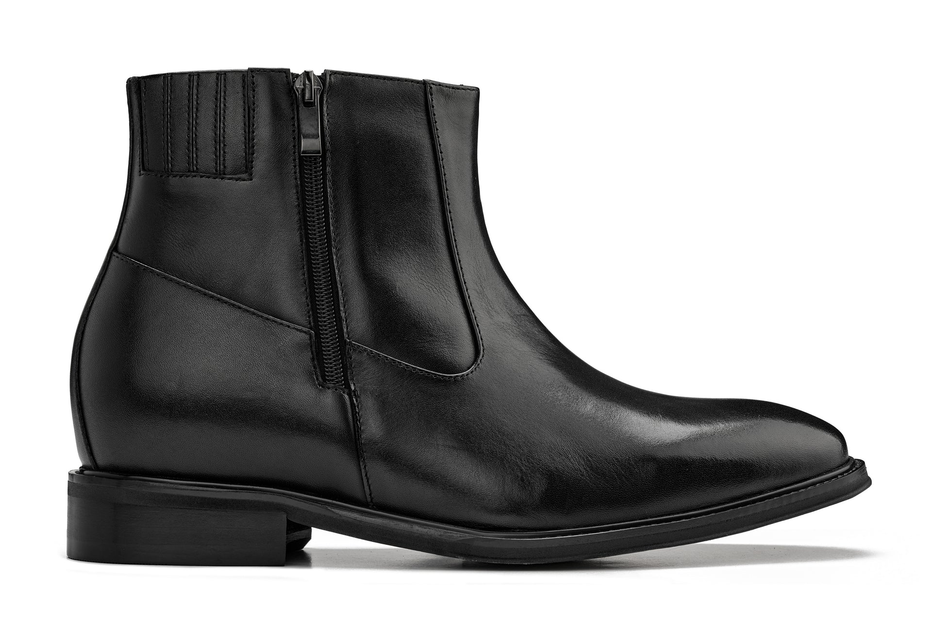 Y70621 - 2.8 Inches Taller (Black) - Lightweight Zipper Men's Boots - Image 2