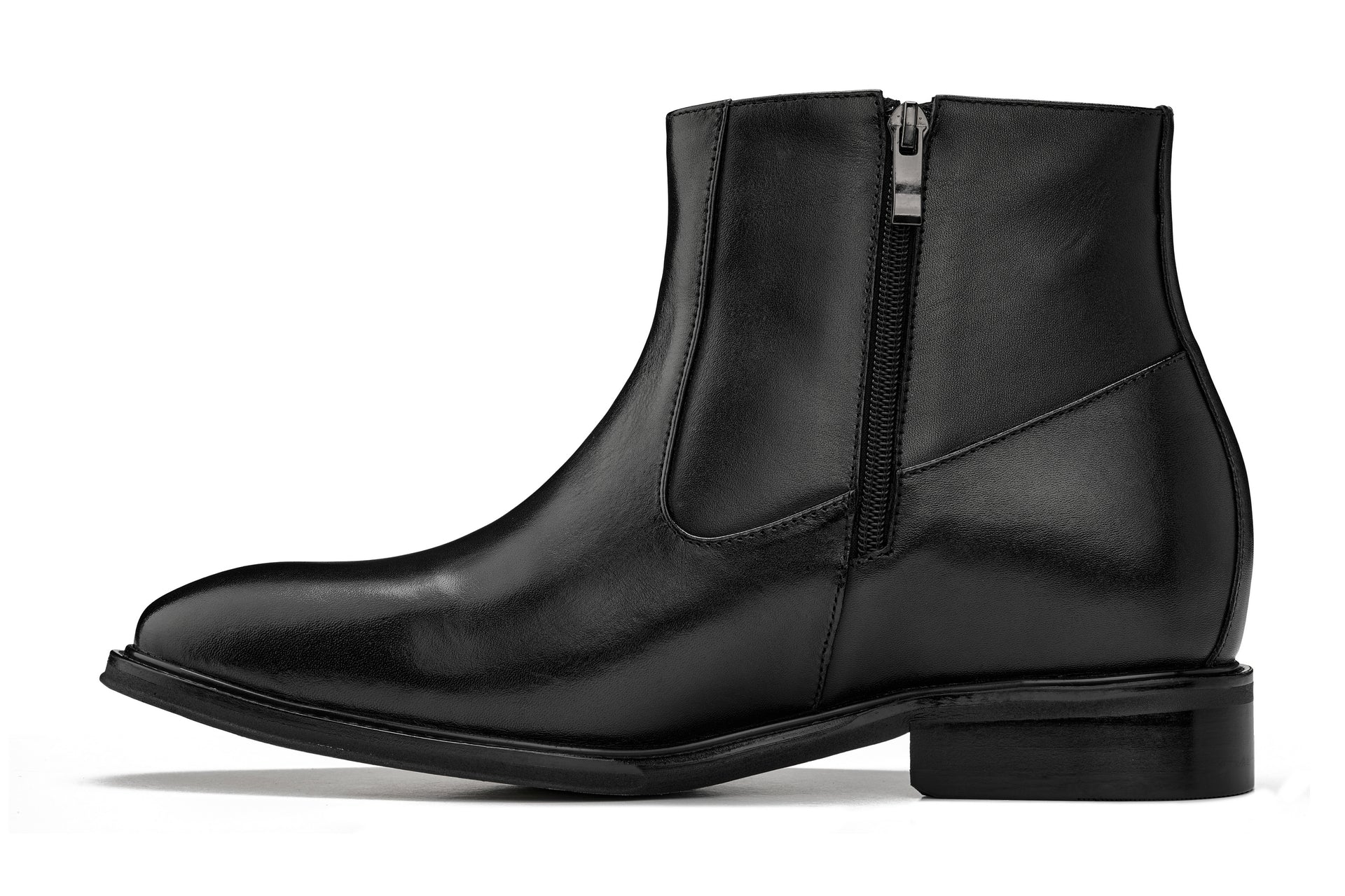 Y70621 - 2.8 Inches Taller (Black) - Lightweight Zipper Men's Boots - Image 3