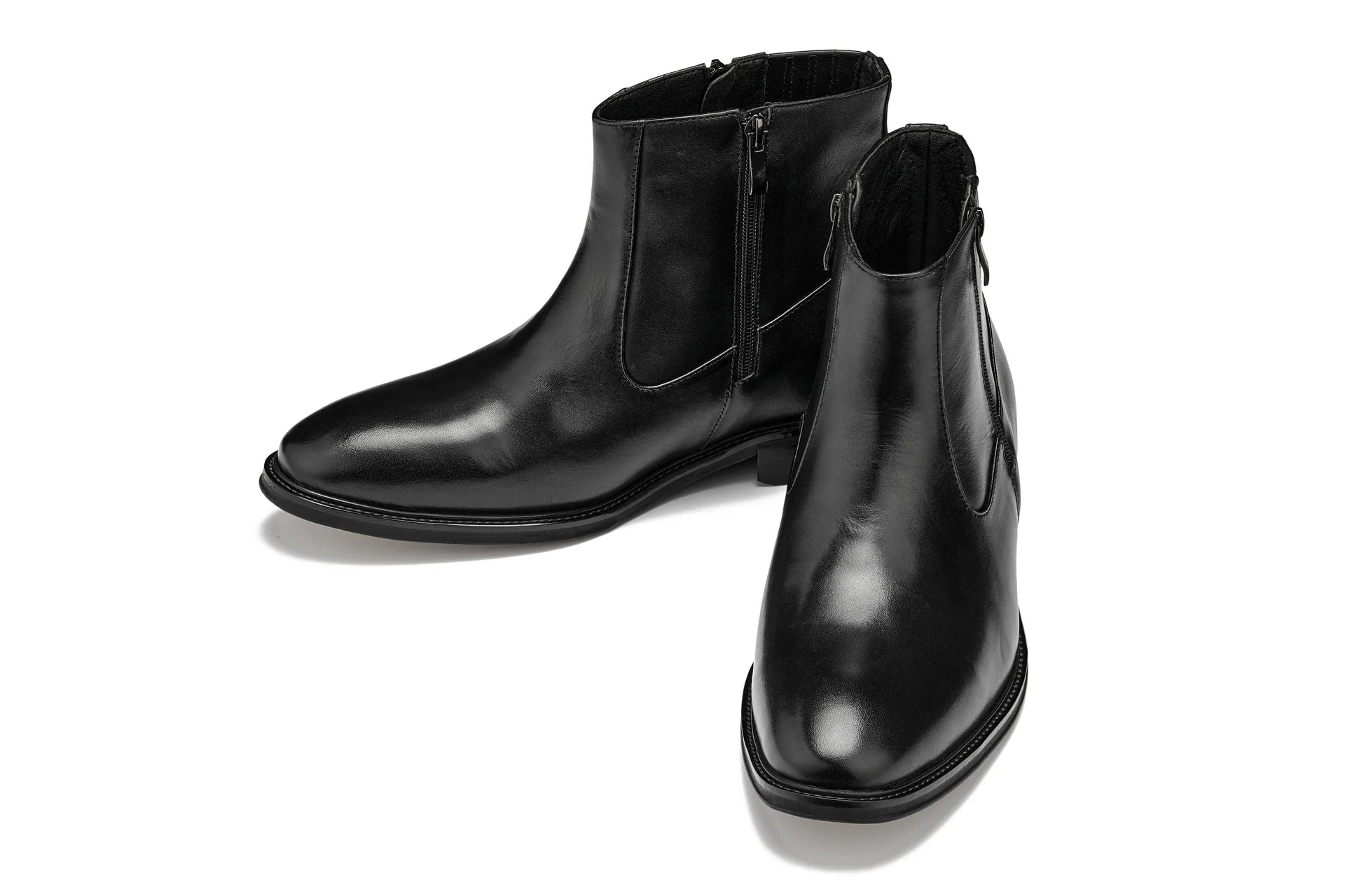 Y70621 - 2.8 Inches Taller (Black) - Lightweight Zipper Men's Boots - Image 4