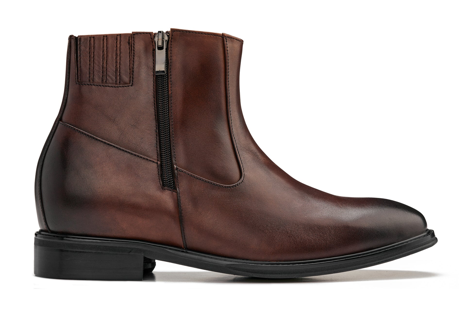 Y70622 - 2.8 Inches Taller (Coffee Brown) - Lightweight Zipper Men's Boots - Image 2