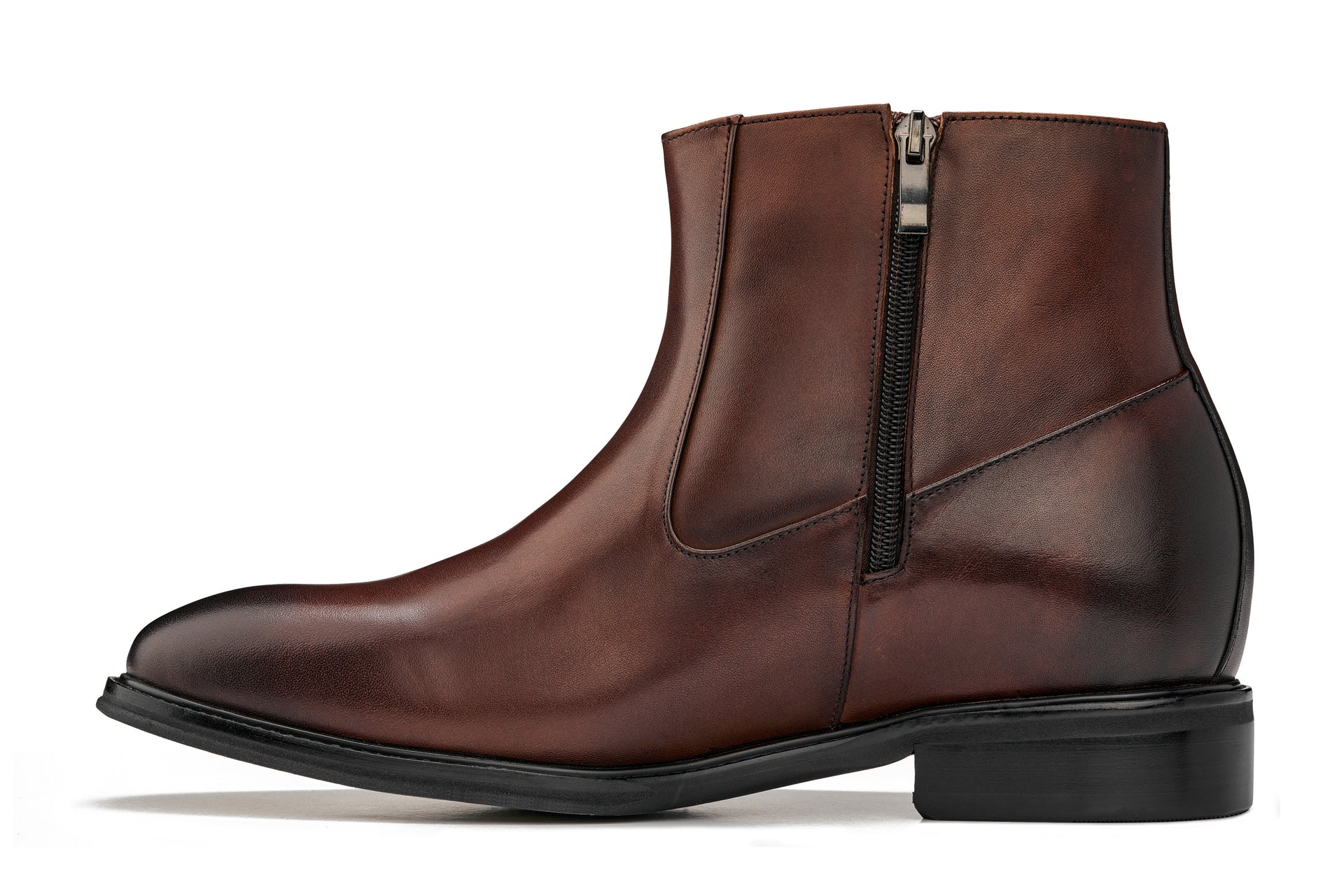 Y70622 - 2.8 Inches Taller (Coffee Brown) - Lightweight Zipper Men's Boots - Image 3