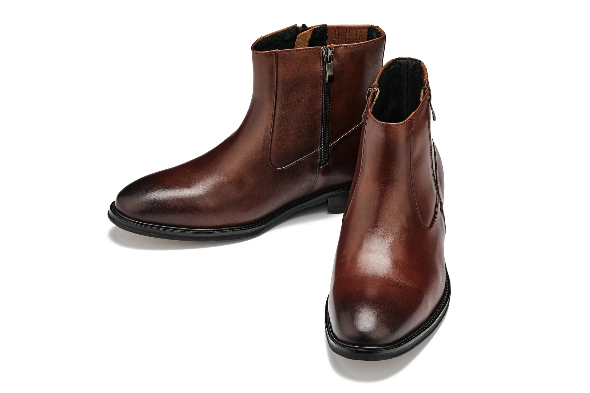 Y70622 - 2.8 Inches Taller (Coffee Brown) - Lightweight Zipper Men's Boots - Image 4