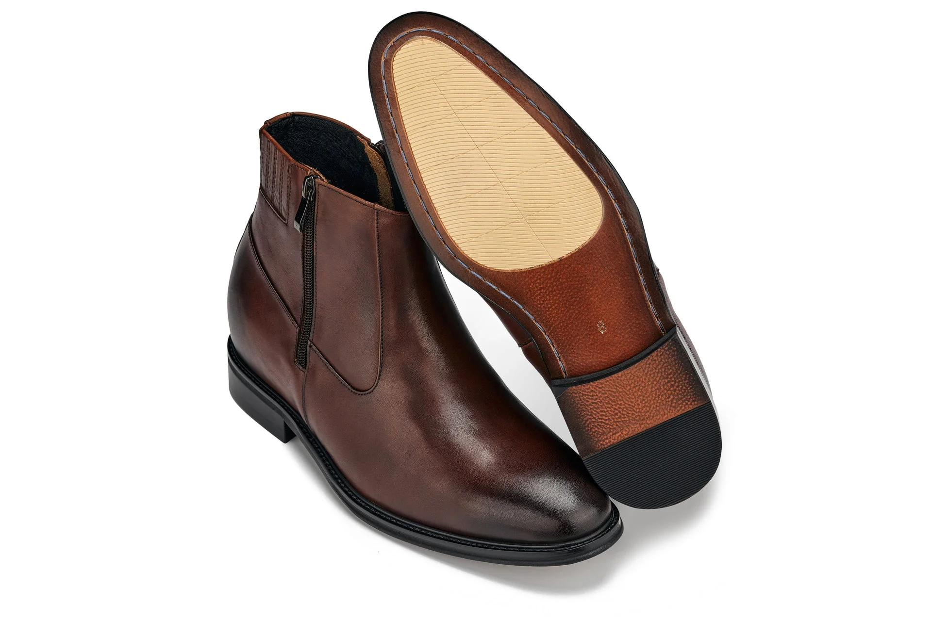 Y70622 - 2.8 Inches Taller (Coffee Brown) - Lightweight Zipper Men's Boots - Image 5
