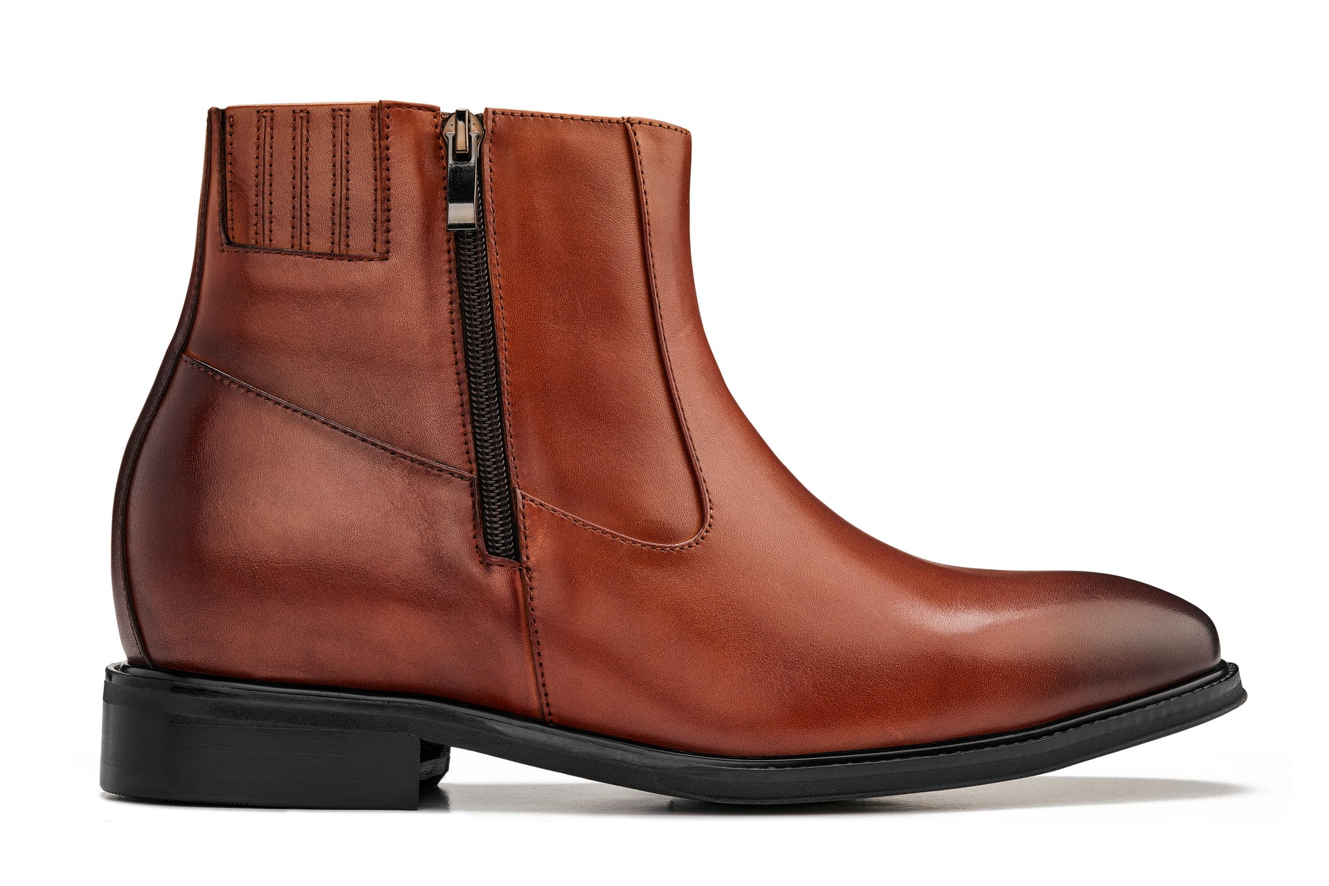 Y70623 - 2.8 Inches Taller (Rust Brown) - Lightweight Zipper Men's Boots - Image 2