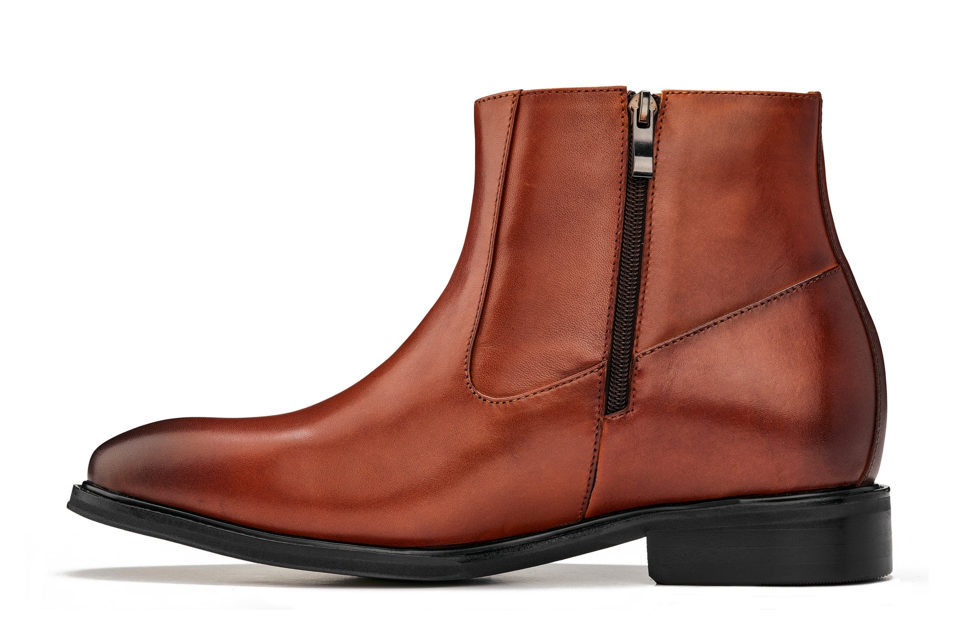 Y70623 - 2.8 Inches Taller (Rust Brown) - Lightweight Zipper Men's Boots - Image 3
