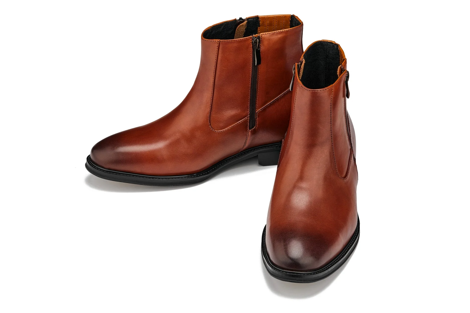 Y70623 - 2.8 Inches Taller (Rust Brown) - Lightweight Zipper Men's Boots - Image 4