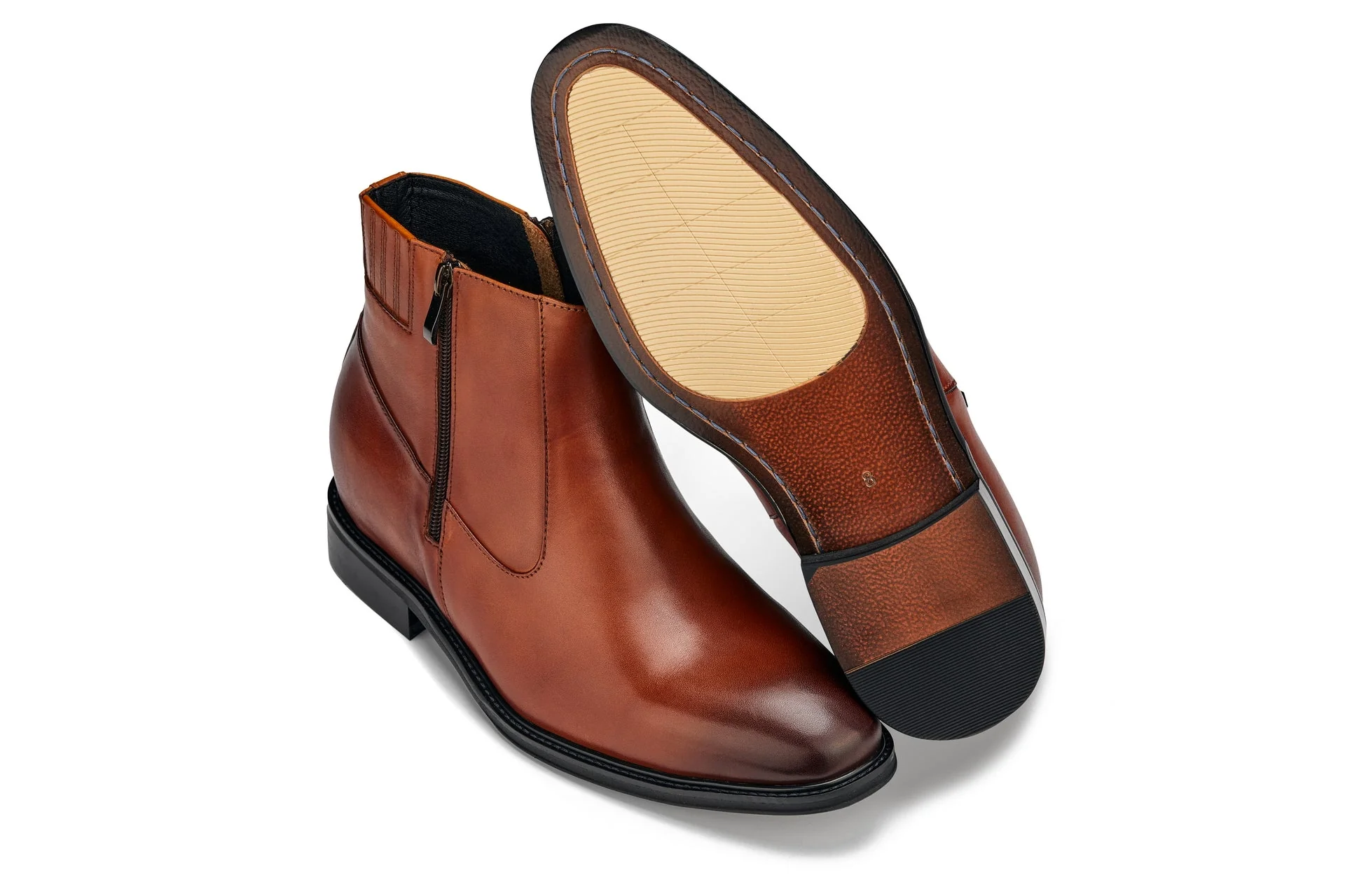 Y70623 - 2.8 Inches Taller (Rust Brown) - Lightweight Zipper Men's Boots - Image 5