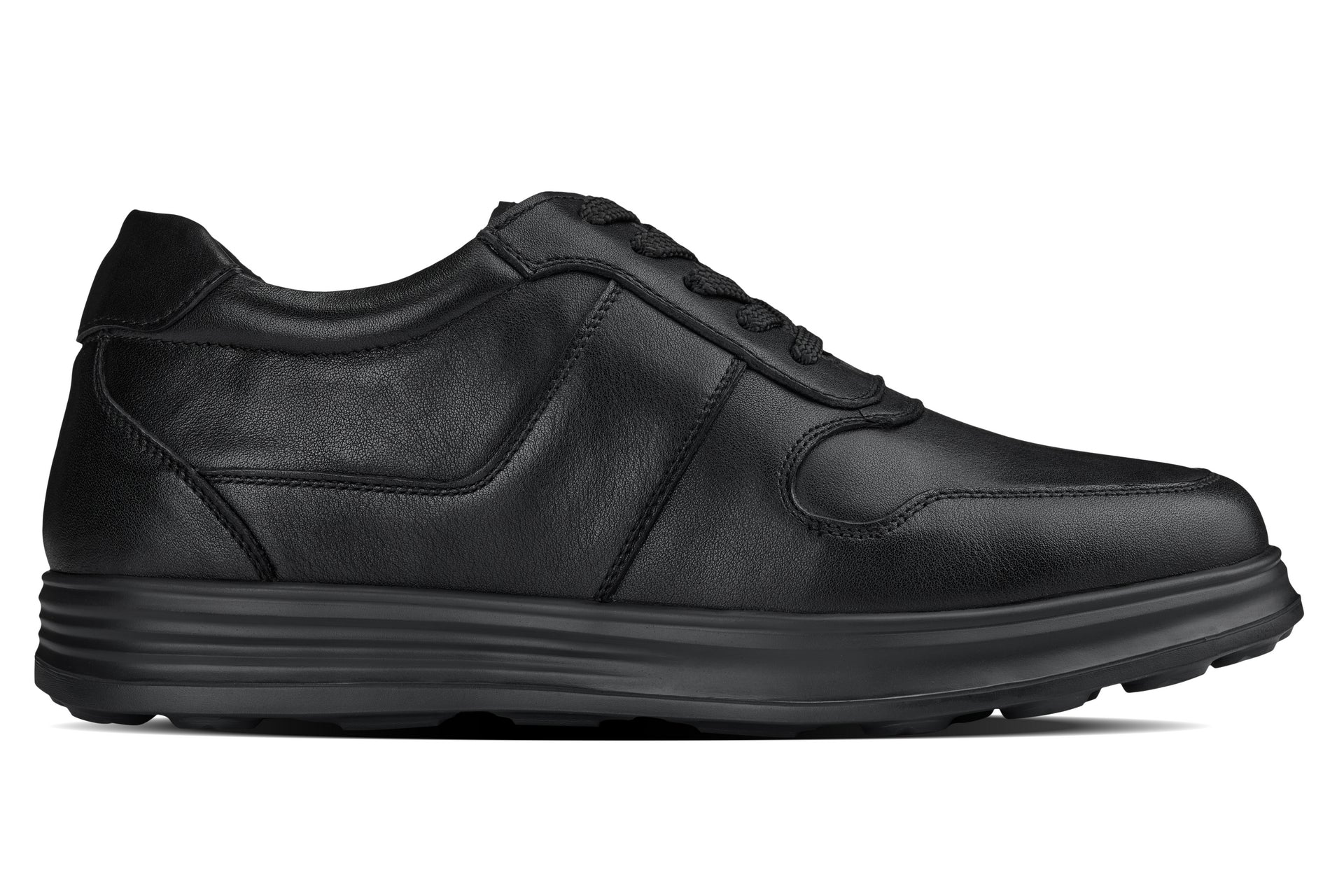 Y7080 - 2.8 Inches Taller (Black) - Lightweight Nappa Leather Men's Sneakers - Image 2