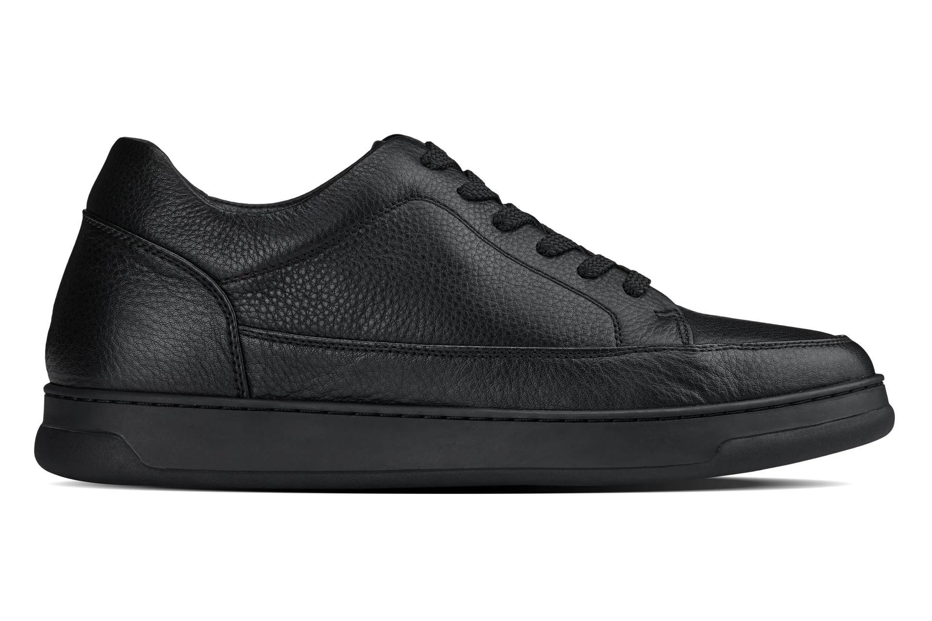 Y7111 - 2.6 Inches Taller (Black) - Elevated Pebble Grain Leather Men's Sneakers - Image 2