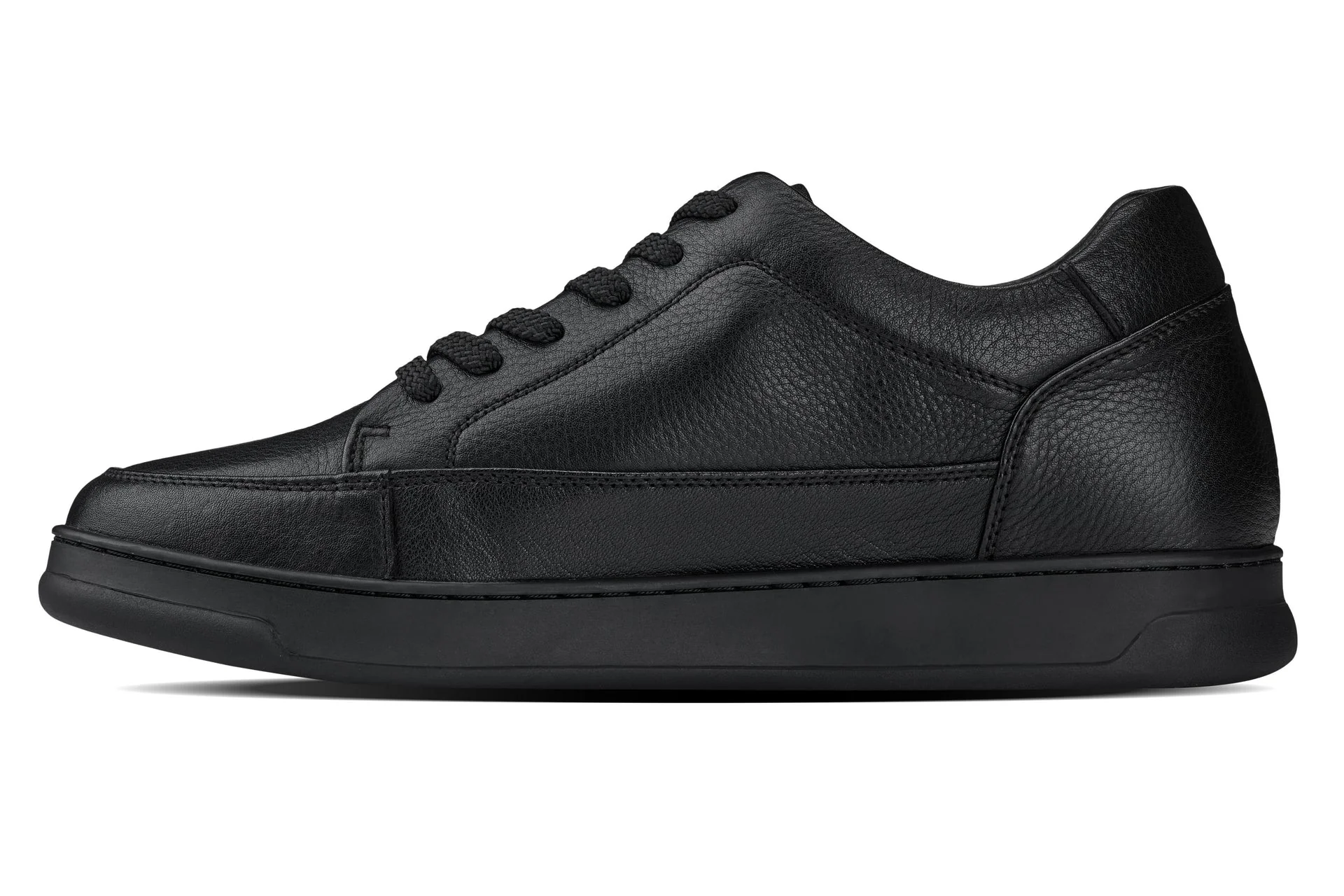 Y7111 - 2.6 Inches Taller (Black) - Elevated Pebble Grain Leather Men's Sneakers - Image 3