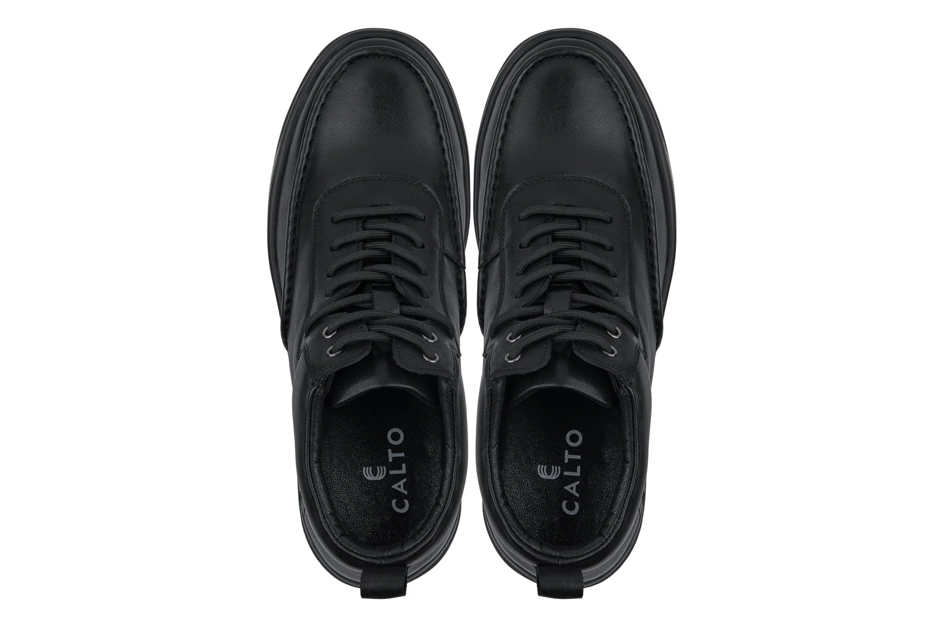 Y7112 - 2.8 Inches Taller (Black) - Nappa Leather Moc-Toe Men's Sneak-Boots - Image 4
