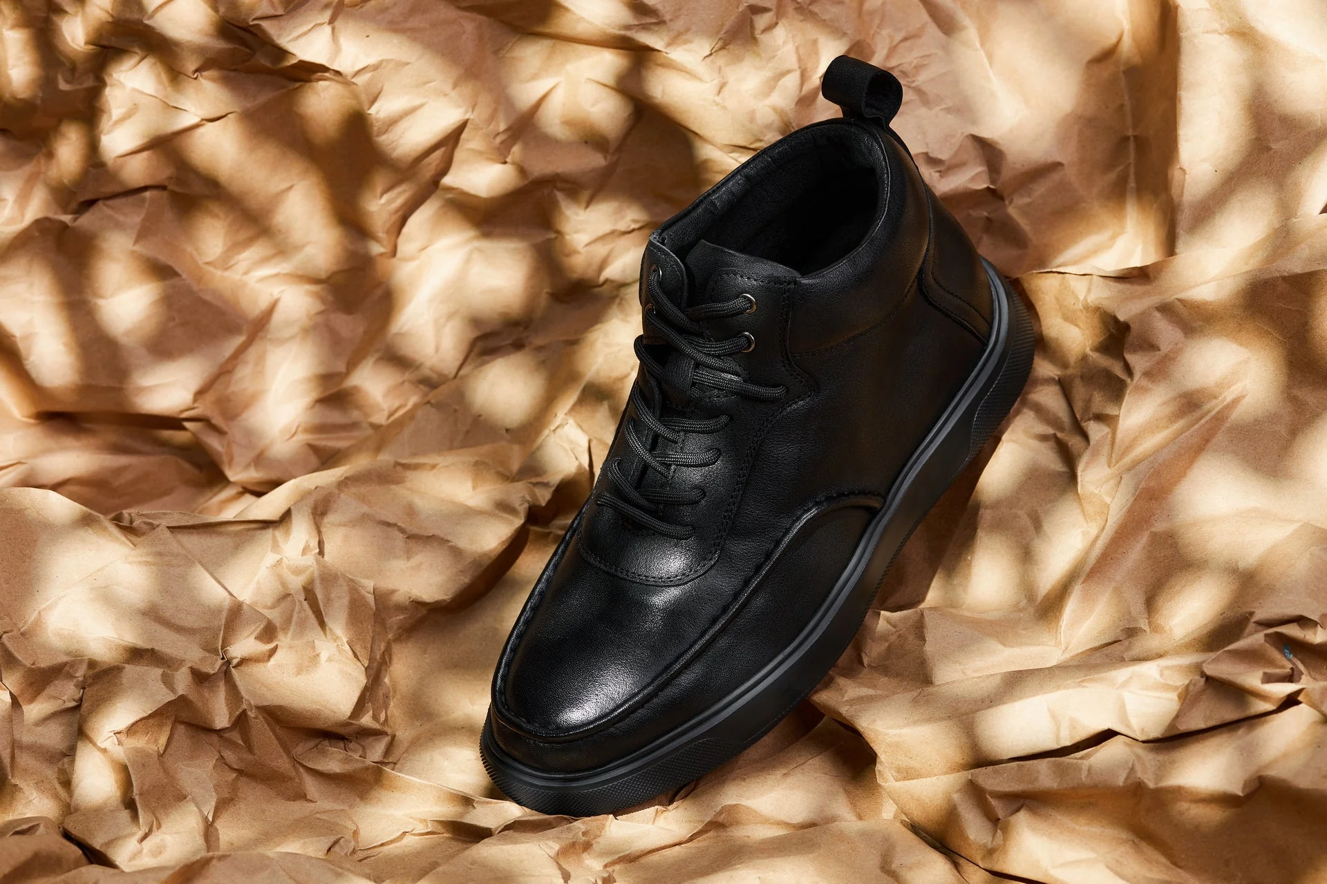 Y7112 - 2.8 Inches Taller (Black) - Nappa Leather Moc-Toe Men's Sneak-Boots - Image 7