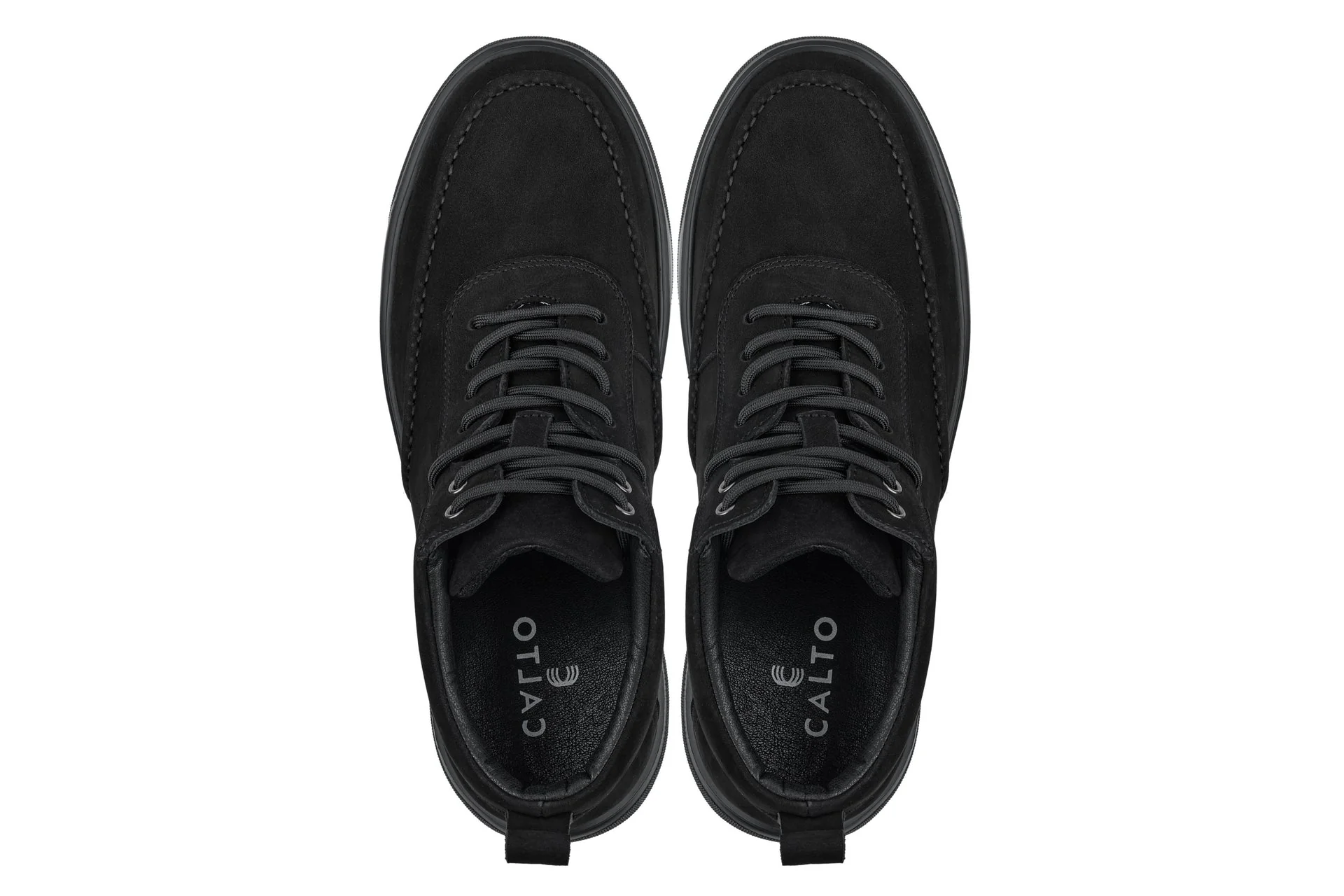 Y7113 - 2.8 Inches Taller (Black) - Nubuck Suede Moc-Toe Men's Sneak-Boots - Image 4