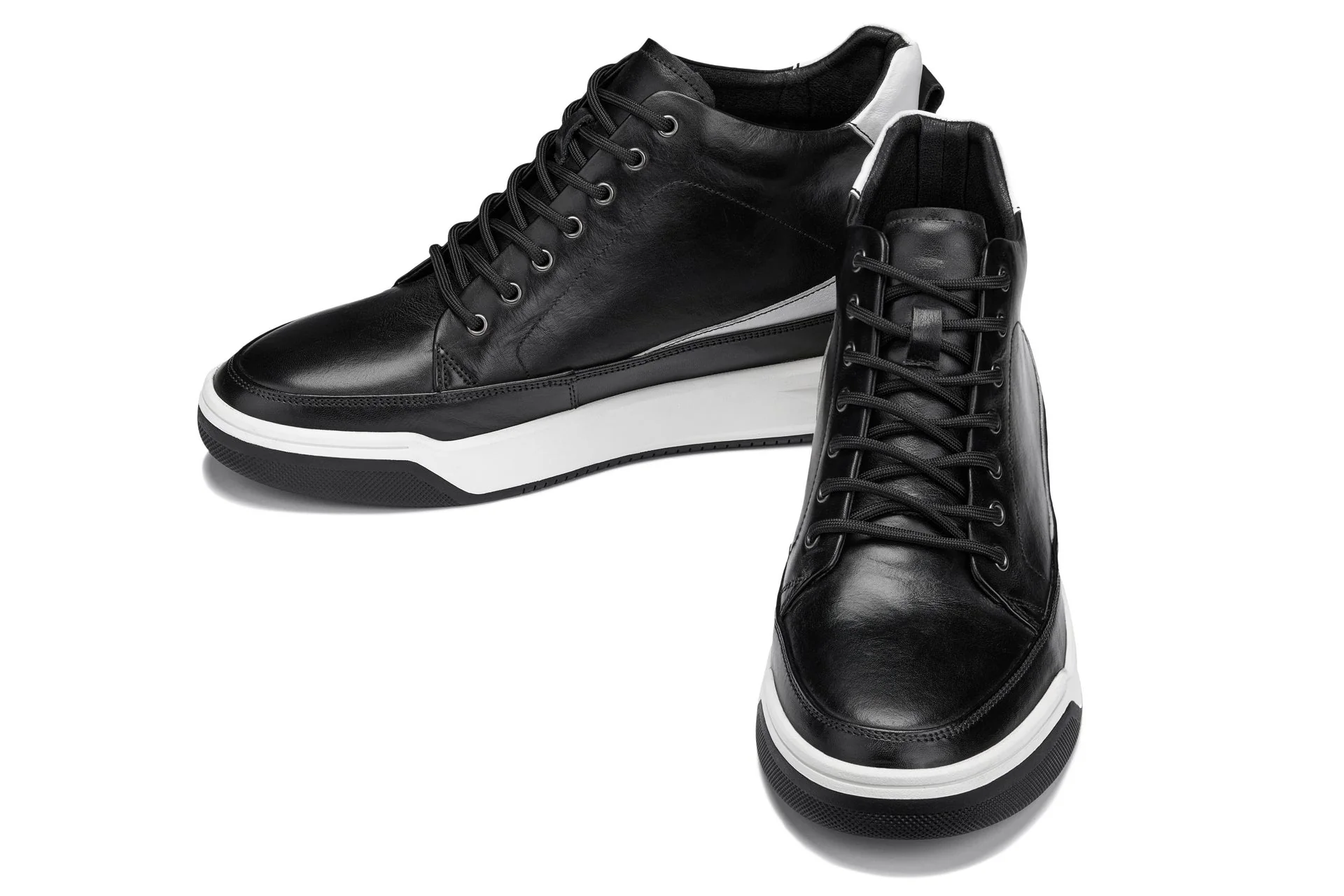 Y7150 - 2.6 Inches Taller (Black) - Leather Ankle Top Men's Sneak-Boot - Image 5