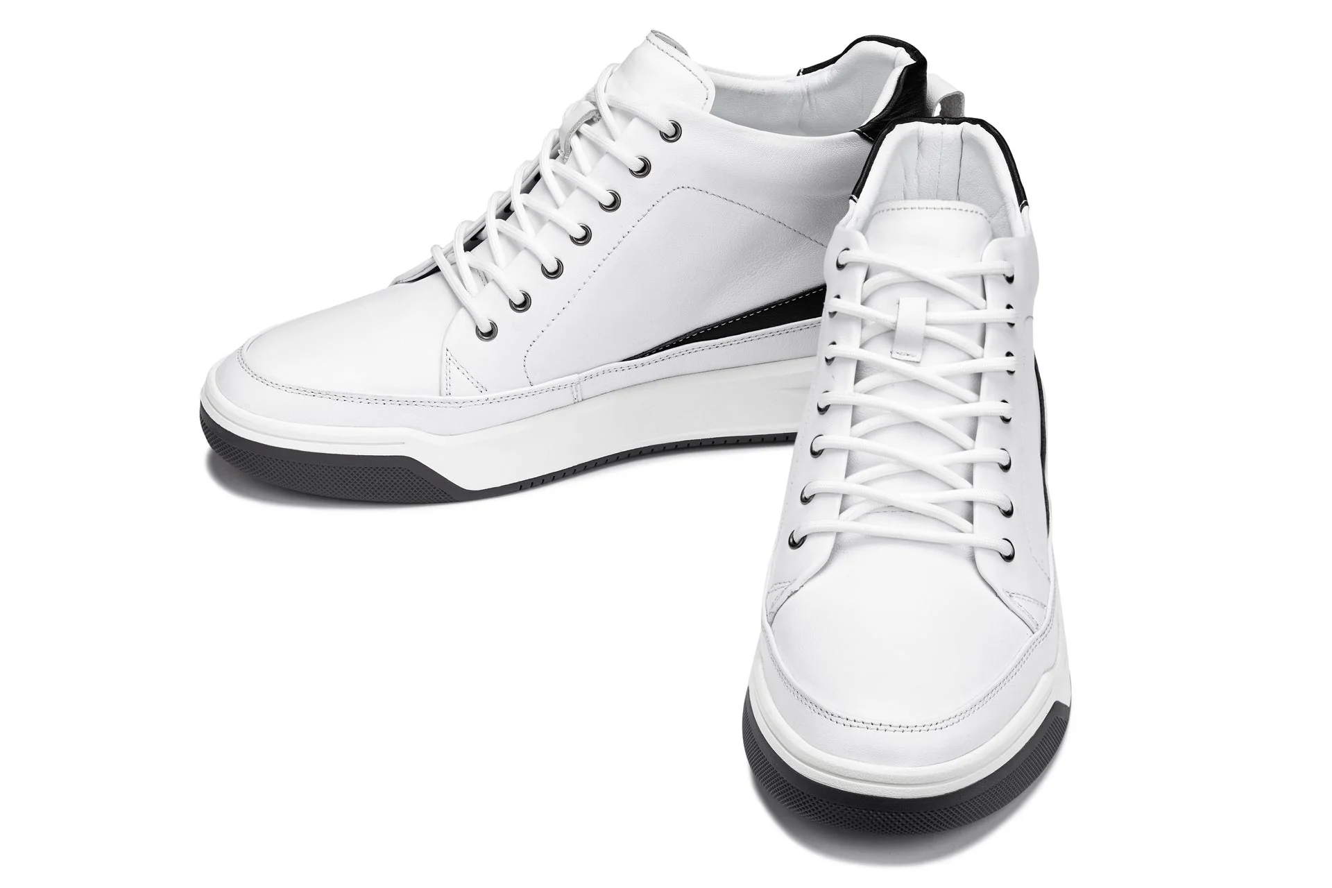 Y7151 - 2.6 Inches Taller (Off-White) - Leather Ankle Top Men's Sneak-Boot - Image 5