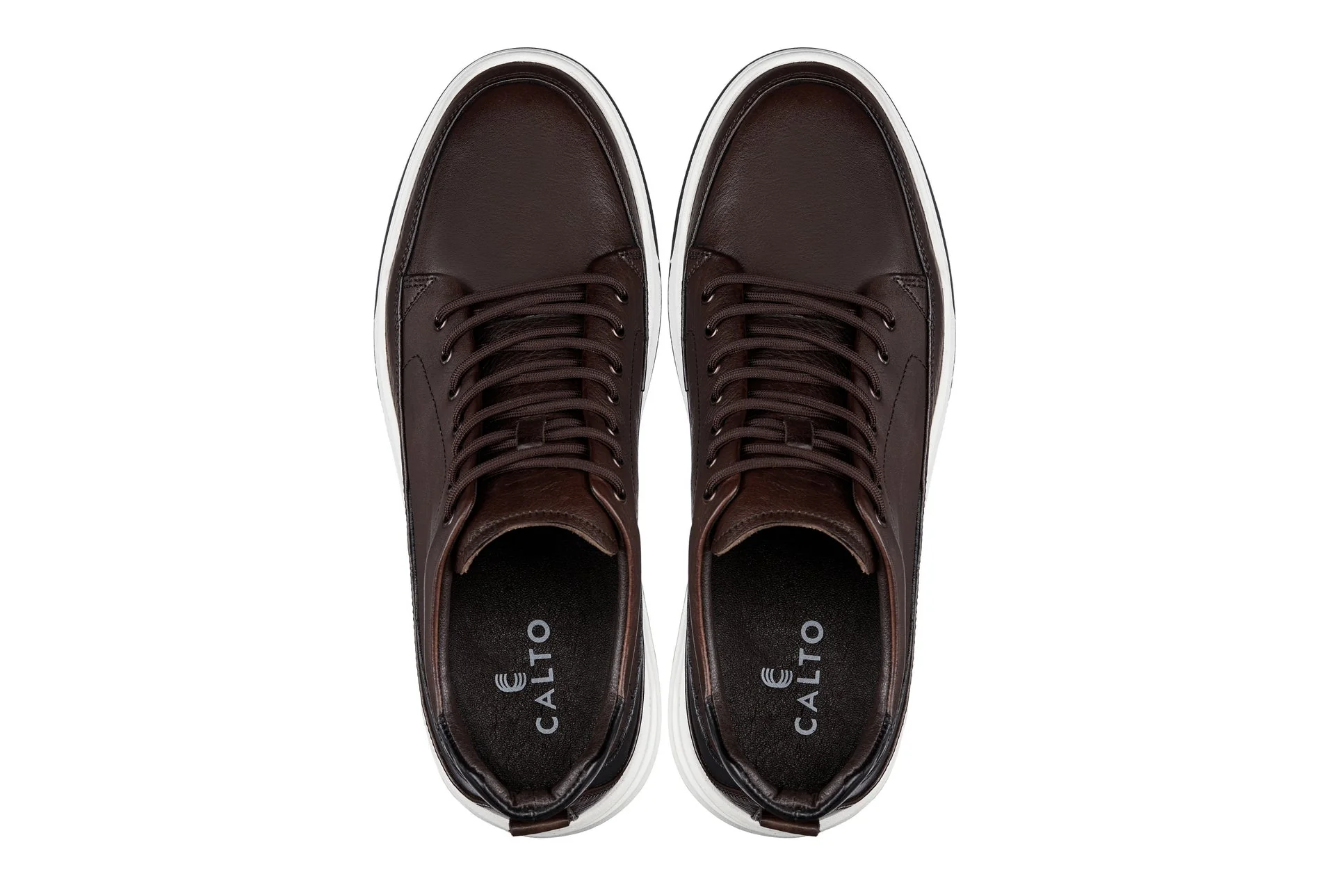 Y7152 - 2.6 Inches Taller (Coffee Brown) - Leather Ankle Top Men's Sneak-Boot - Image 4