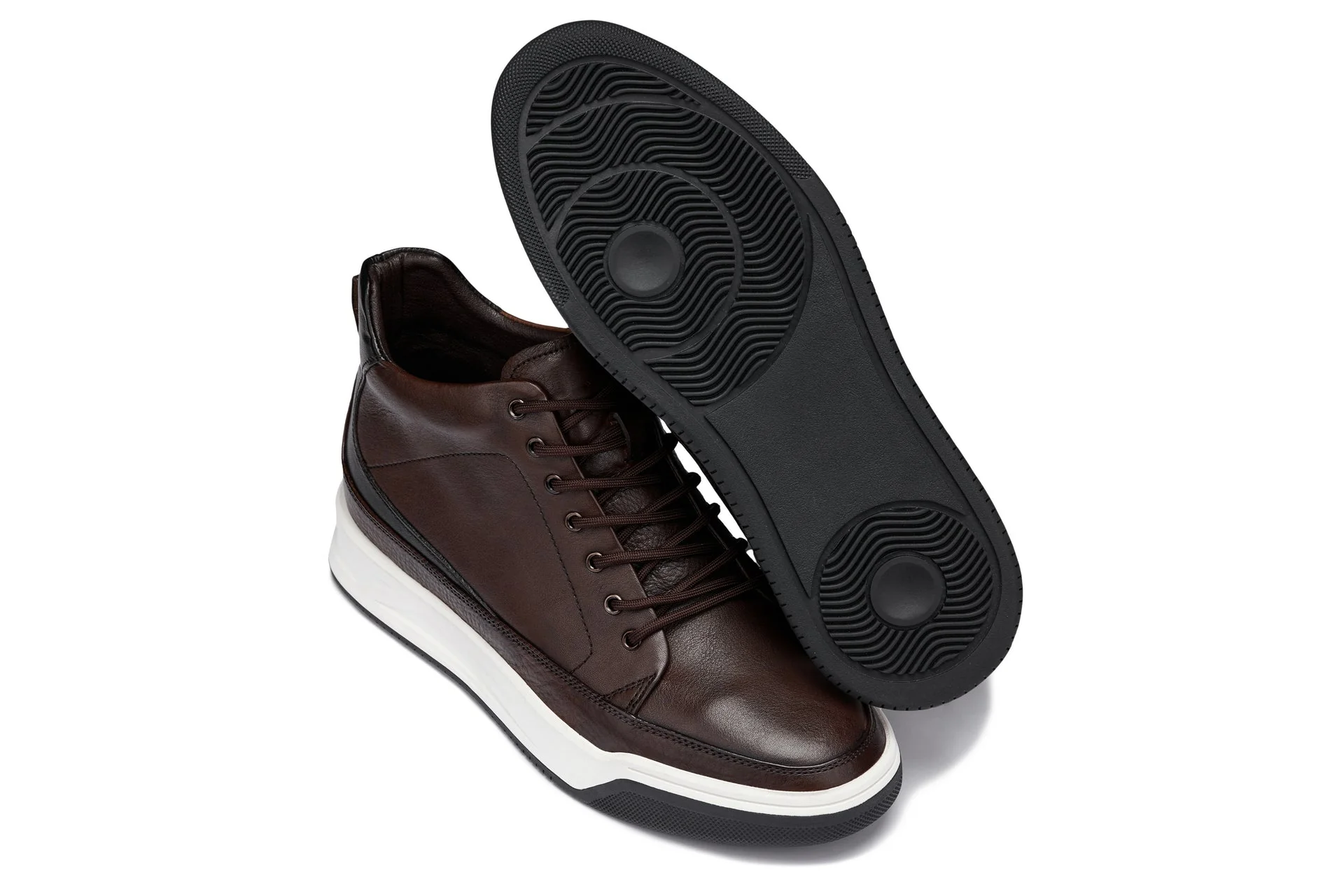 Y7152 - 2.6 Inches Taller (Coffee Brown) - Leather Ankle Top Men's Sneak-Boot - Image 6