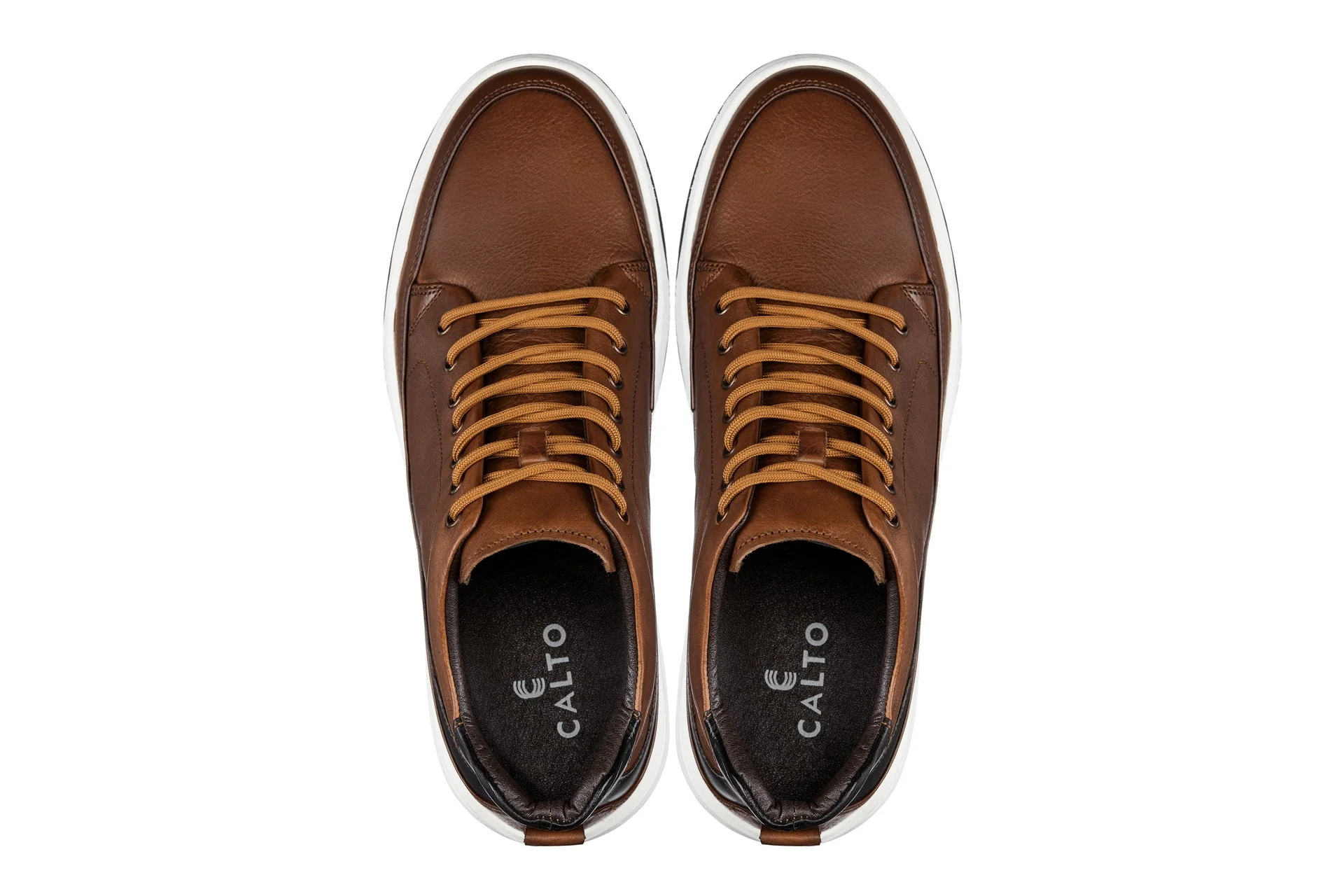 Y7153 - 2.6 Inches Taller (Brown) - Leather Ankle Top Men's Sneak-Boot - Image 4