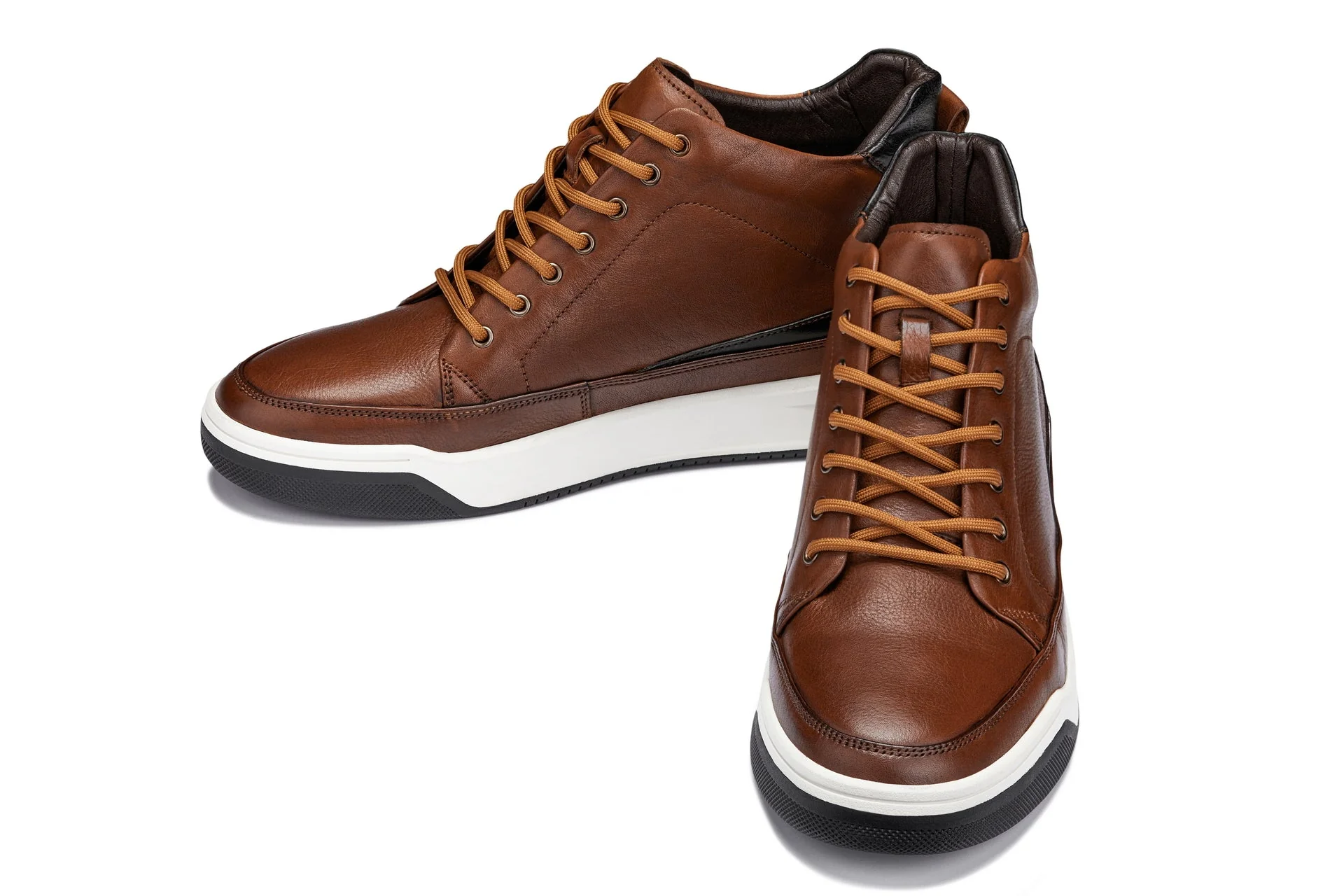 Y7153 - 2.6 Inches Taller (Brown) - Leather Ankle Top Men's Sneak-Boot - Image 5