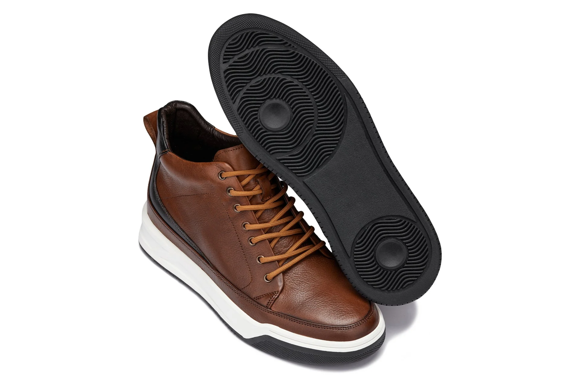 Y7153 - 2.6 Inches Taller (Brown) - Leather Ankle Top Men's Sneak-Boot - Image 6