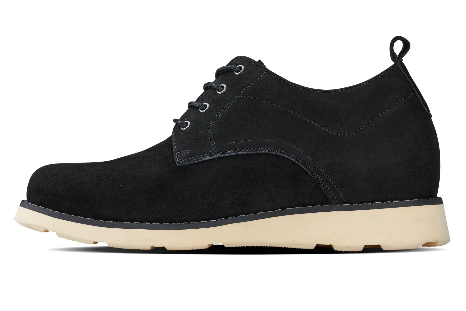 Y7261 - 2.8 Inches Taller (Black) - Nubuck Upper Wedge Sole Men's Work Boots - Image 3
