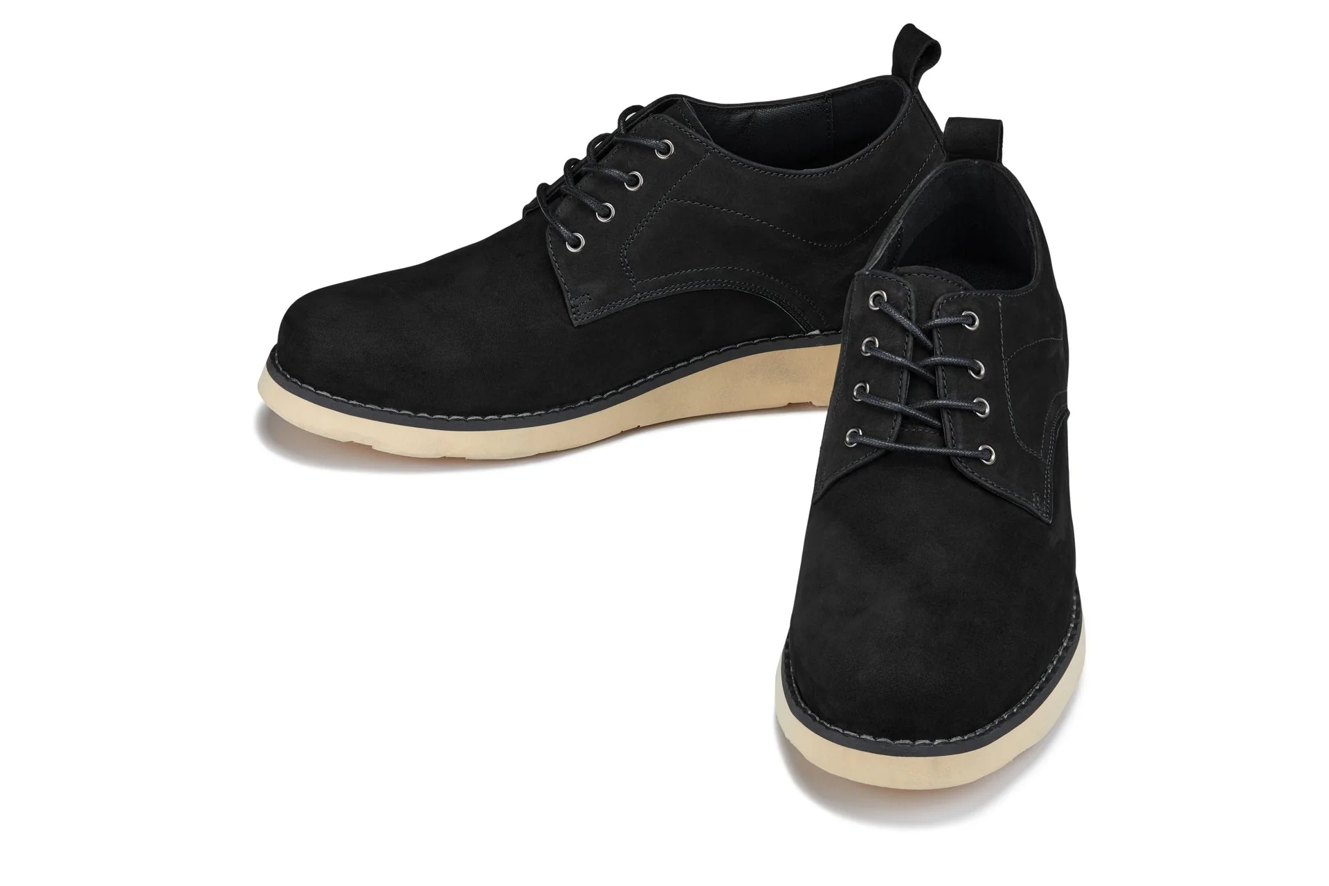 Y7261 - 2.8 Inches Taller (Black) - Nubuck Upper Wedge Sole Men's Work Boots - Image 5