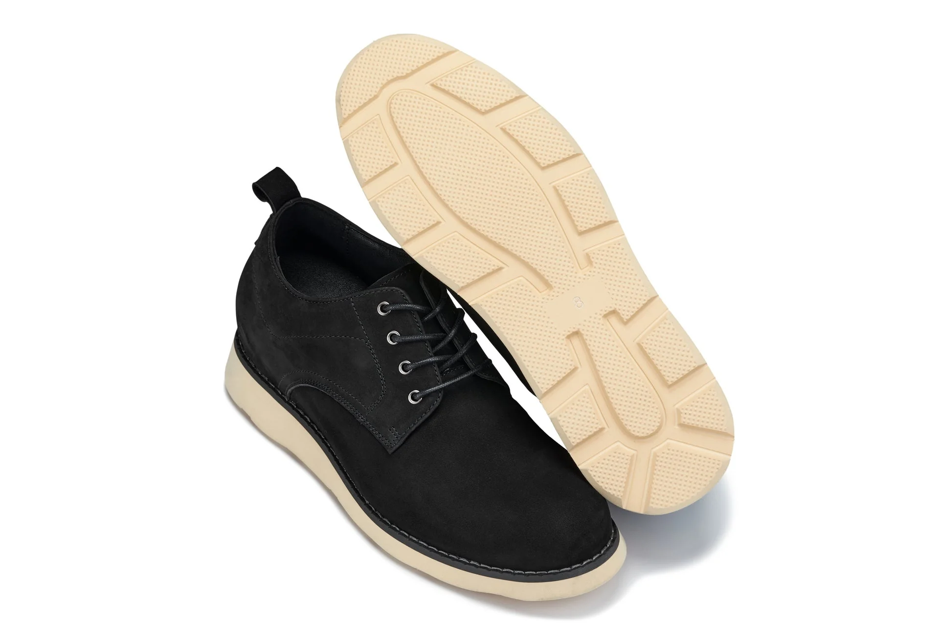 Y7261 - 2.8 Inches Taller (Black) - Nubuck Upper Wedge Sole Men's Work Boots - Image 6