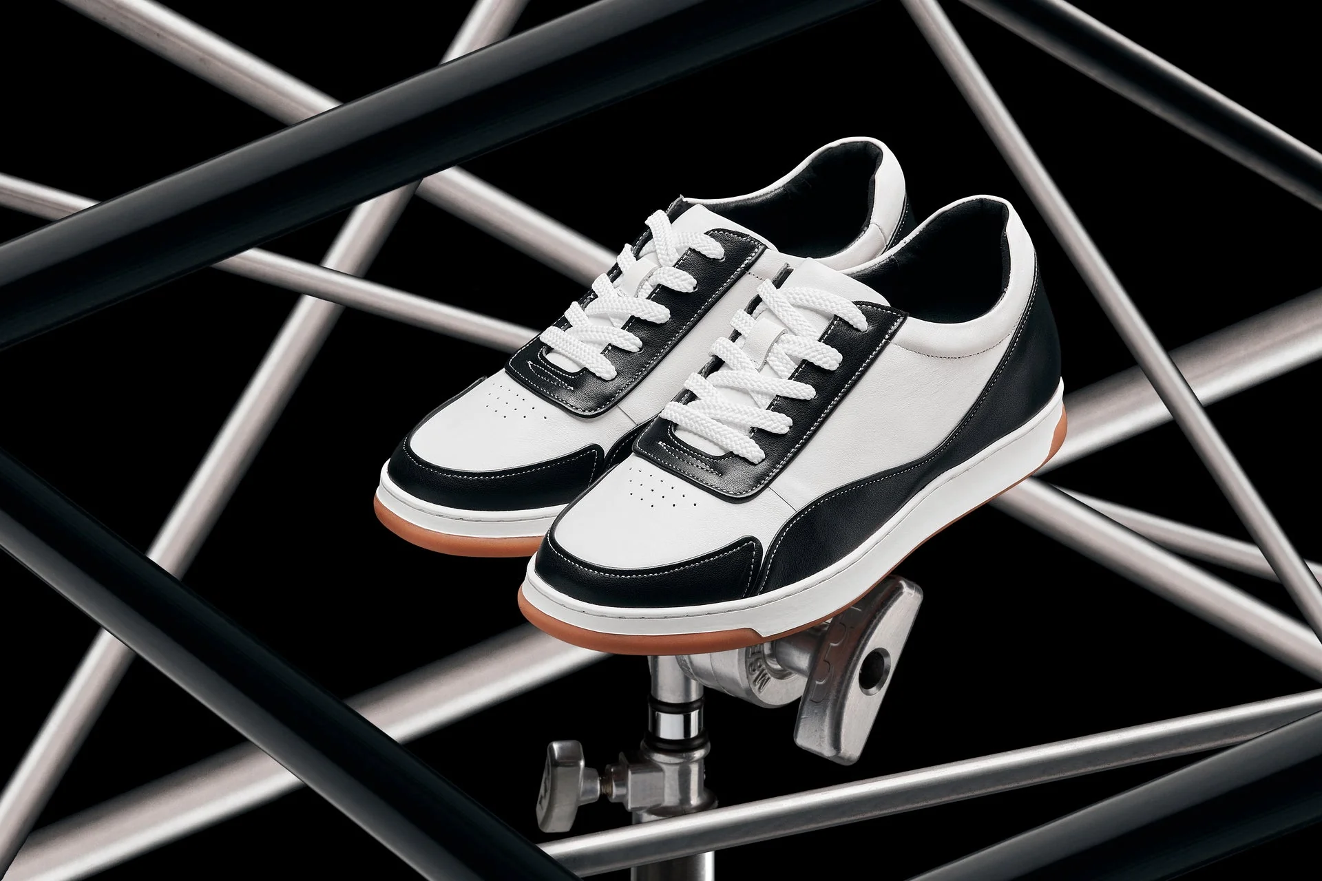 Y7884 - 2.6 Inches Taller (Black/White/White & Gum Sole) - Elevated Leather Men's Sneakers - Image 6