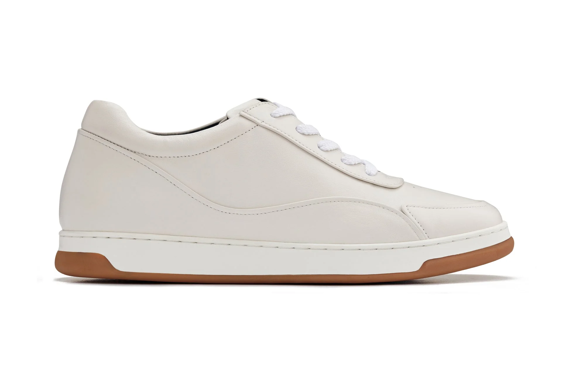 Y7886 - 2.6 Inches Taller (Off-White/White & Gum Sole) - Elevated Leather Men's Sneakers - Image 2