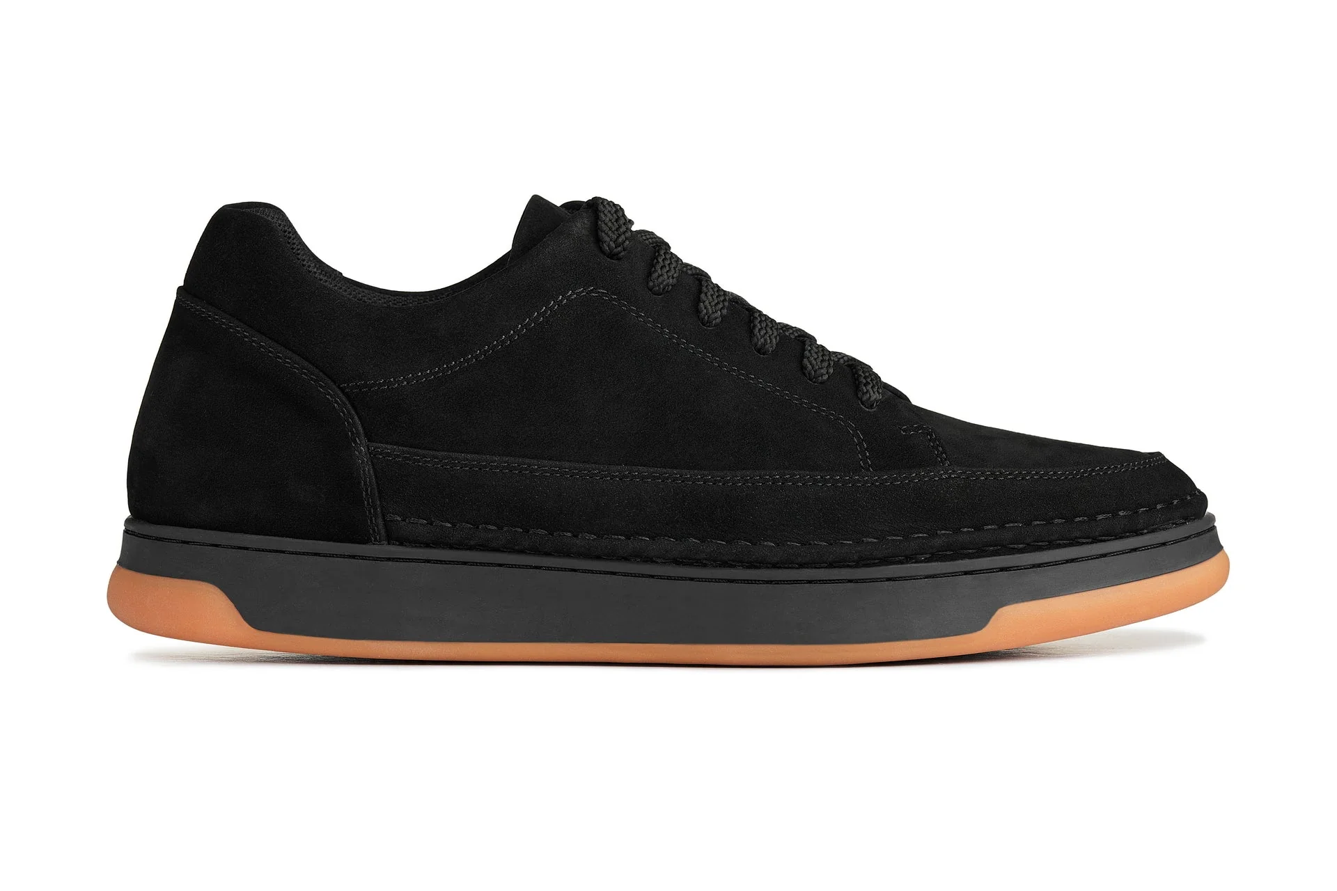 Y7933 - 2.6 Inches Taller (Noir Suede/Black & Gum Sole) - Elevated Suede Men's Sneakers - Image 2