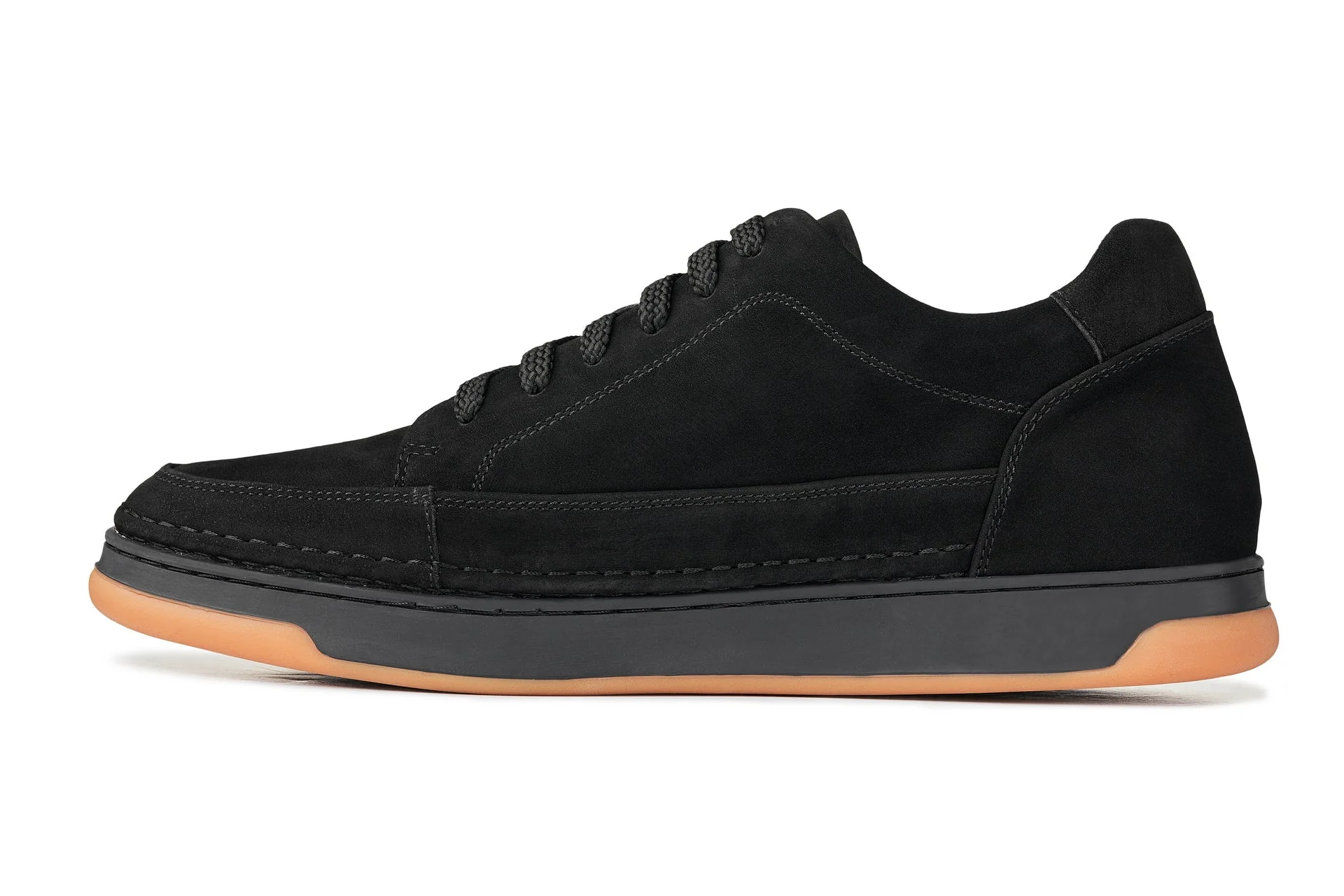 Y7933 - 2.6 Inches Taller (Noir Suede/Black & Gum Sole) - Elevated Suede Men's Sneakers - Image 3