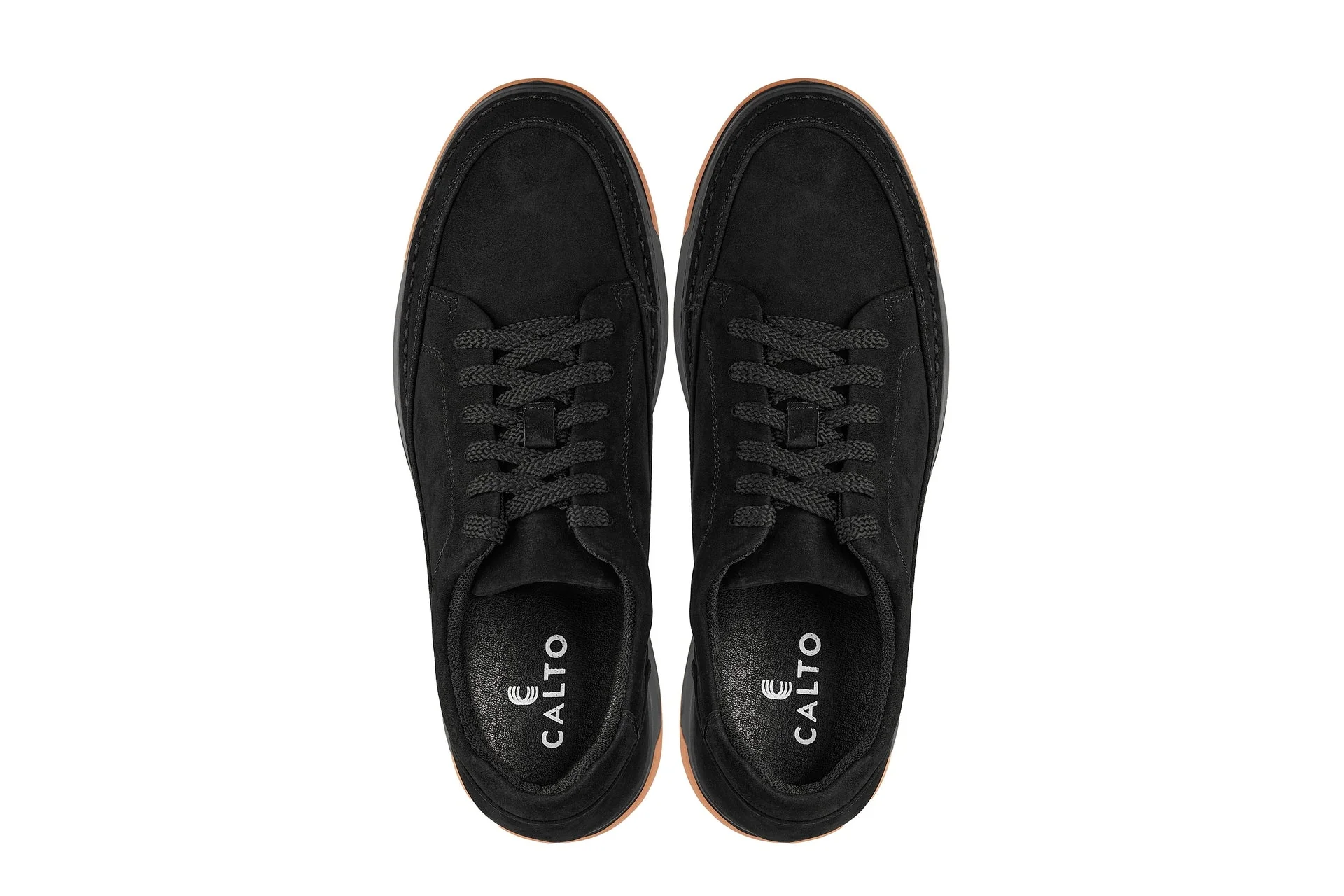 Y7933 - 2.6 Inches Taller (Noir Suede/Black & Gum Sole) - Elevated Suede Men's Sneakers - Image 4