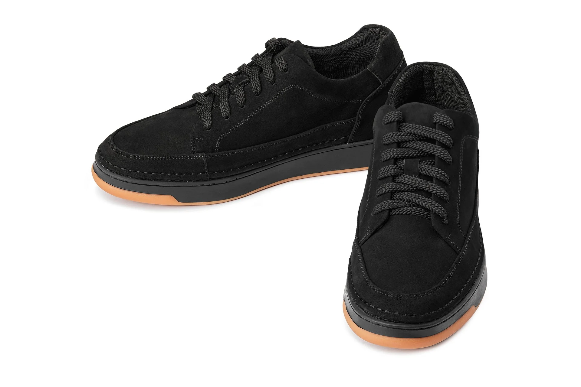 Y7933 - 2.6 Inches Taller (Noir Suede/Black & Gum Sole) - Elevated Suede Men's Sneakers - Image 5
