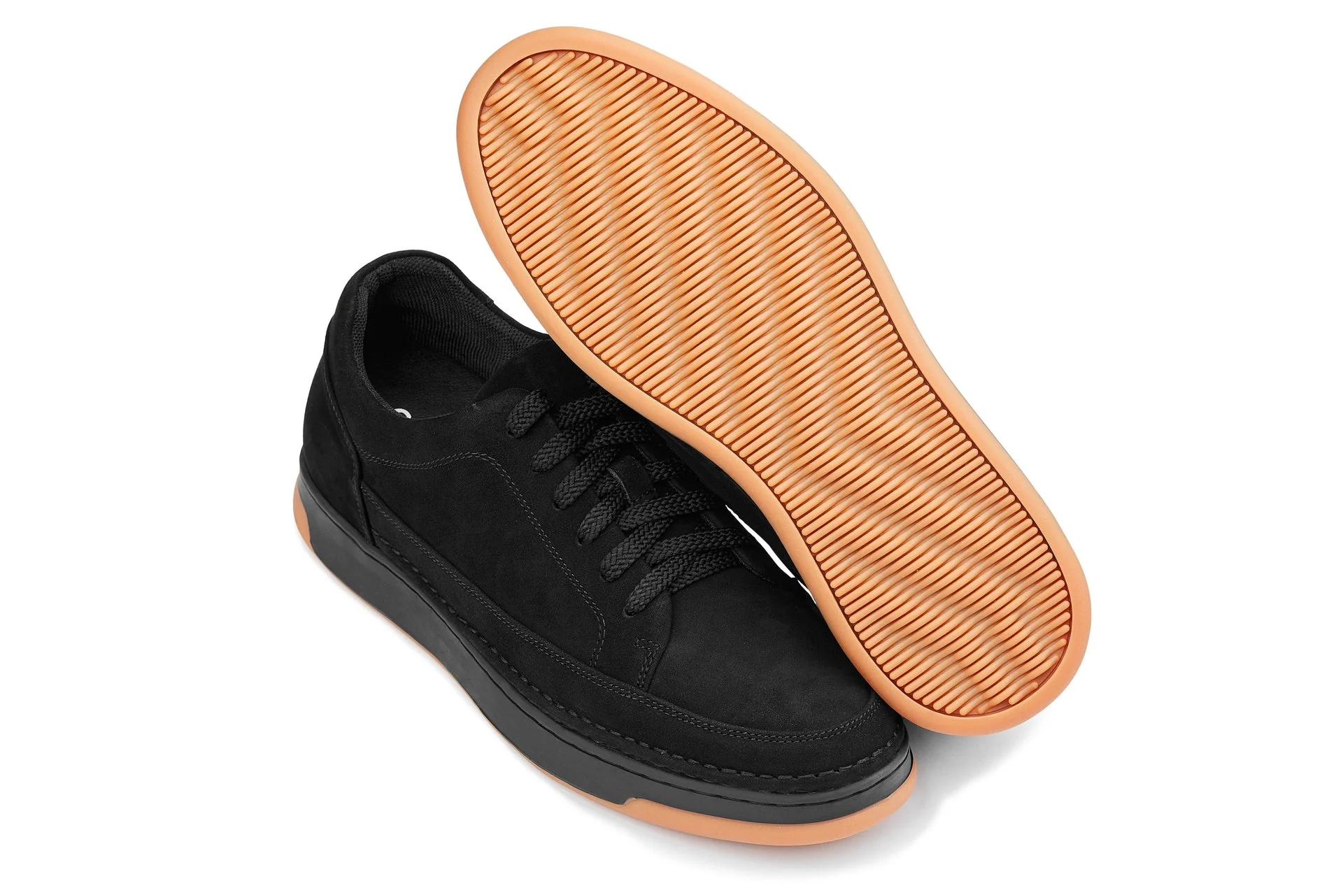 Y7933 - 2.6 Inches Taller (Noir Suede/Black & Gum Sole) - Elevated Suede Men's Sneakers - Image 6