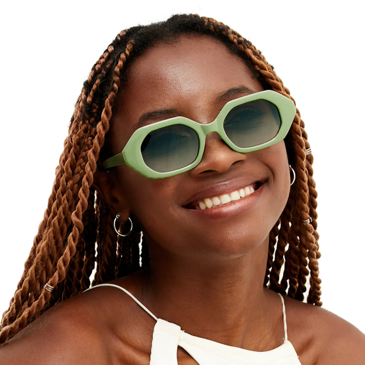 Geometric Unisex Sunglasses - Green - Image 3