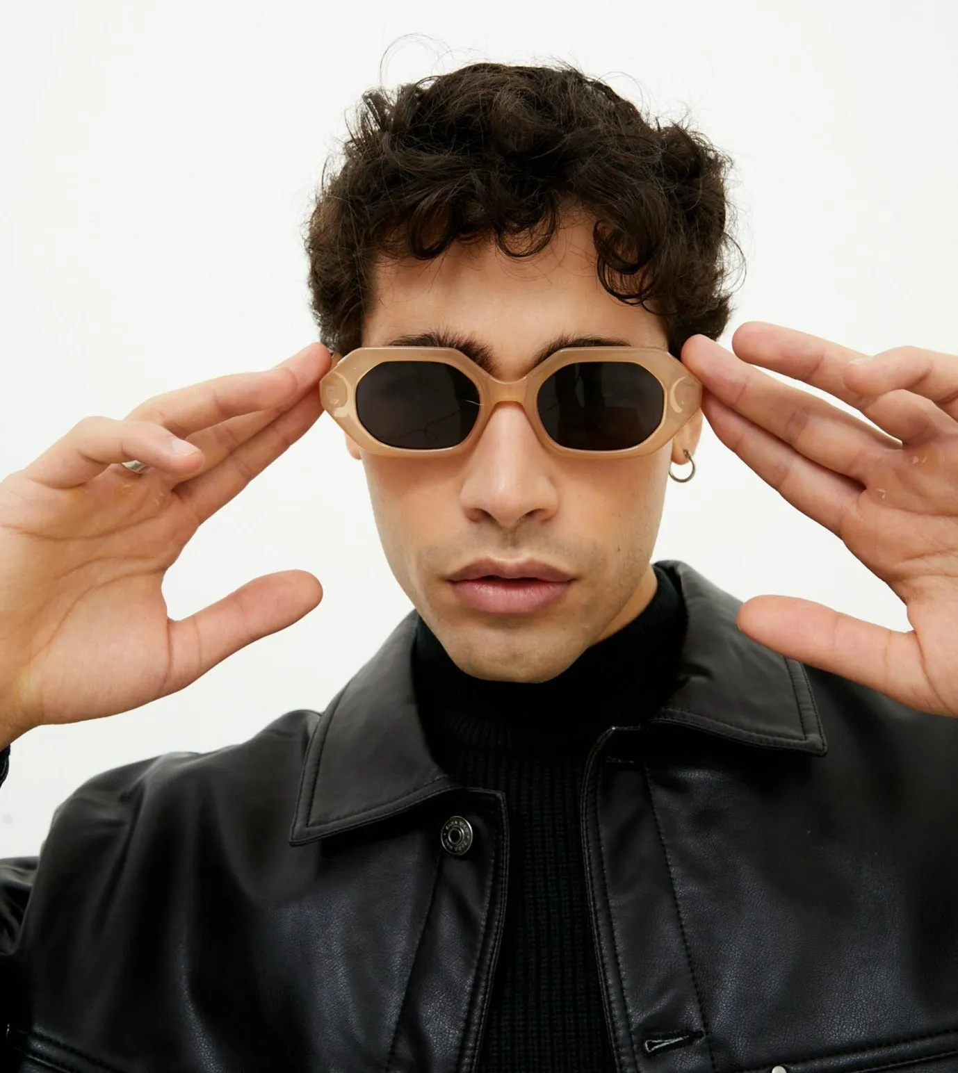 Geometric Unisex Sunglasses - Nude - Image 6