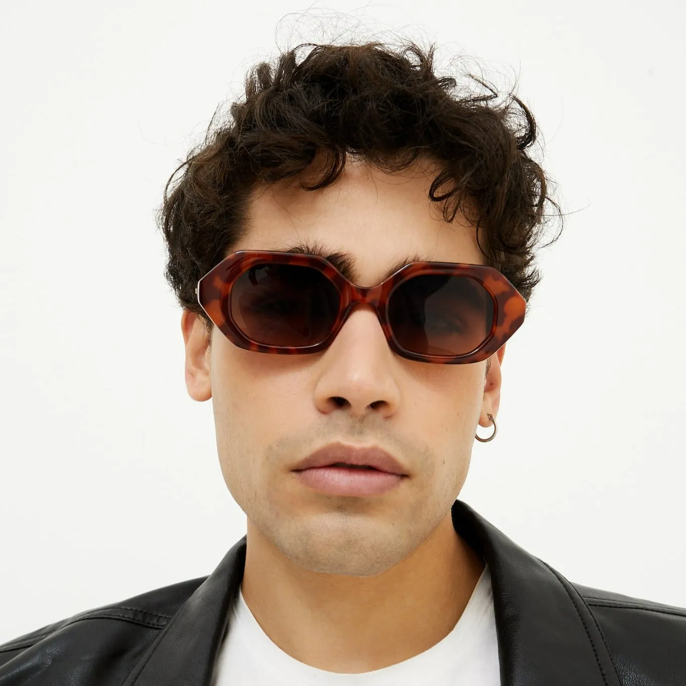 Geometric Unisex Sunglasses - Tortoise - Image 4