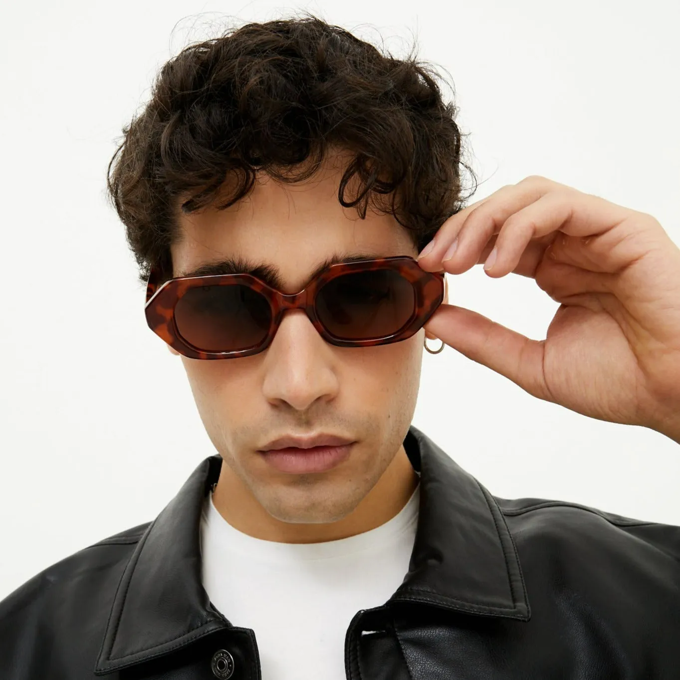 Geometric Unisex Sunglasses - Tortoise - Image 6