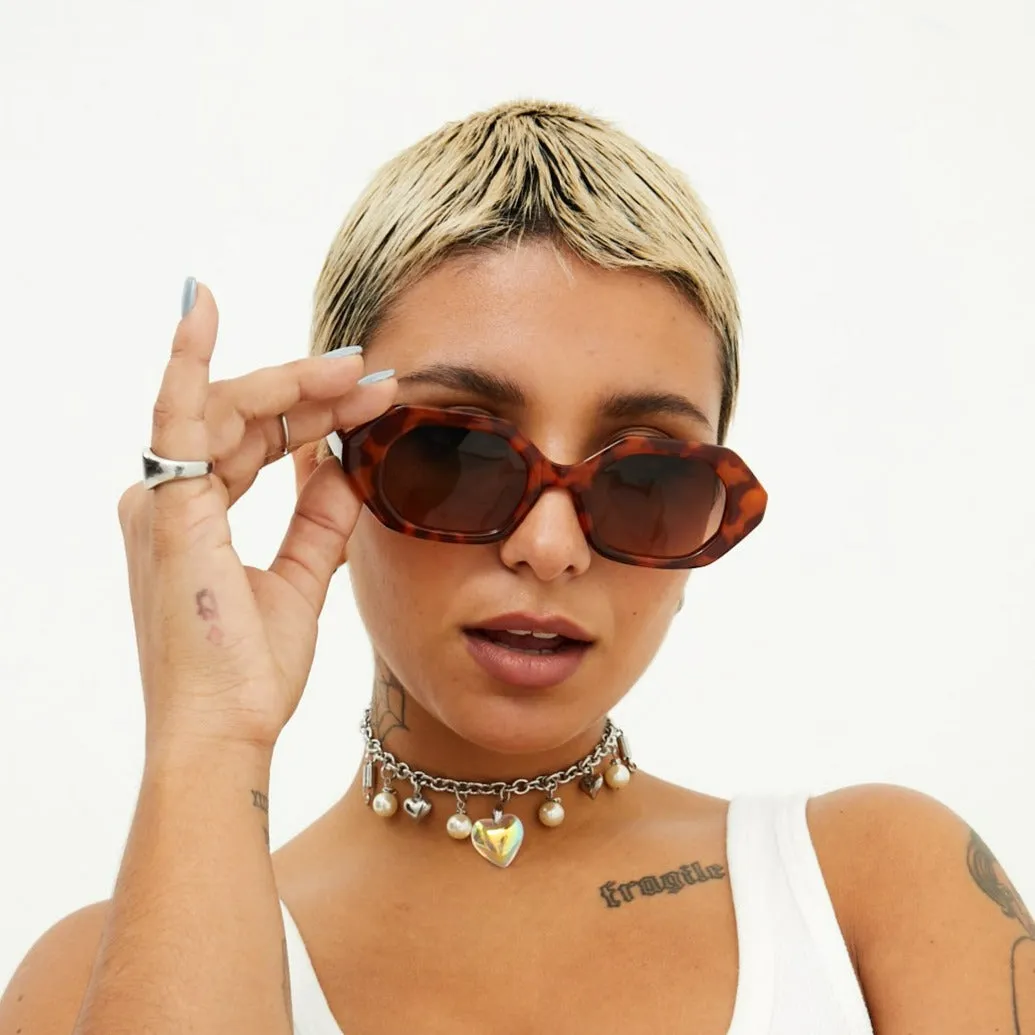 Geometric Unisex Sunglasses - Tortoise - Image 7