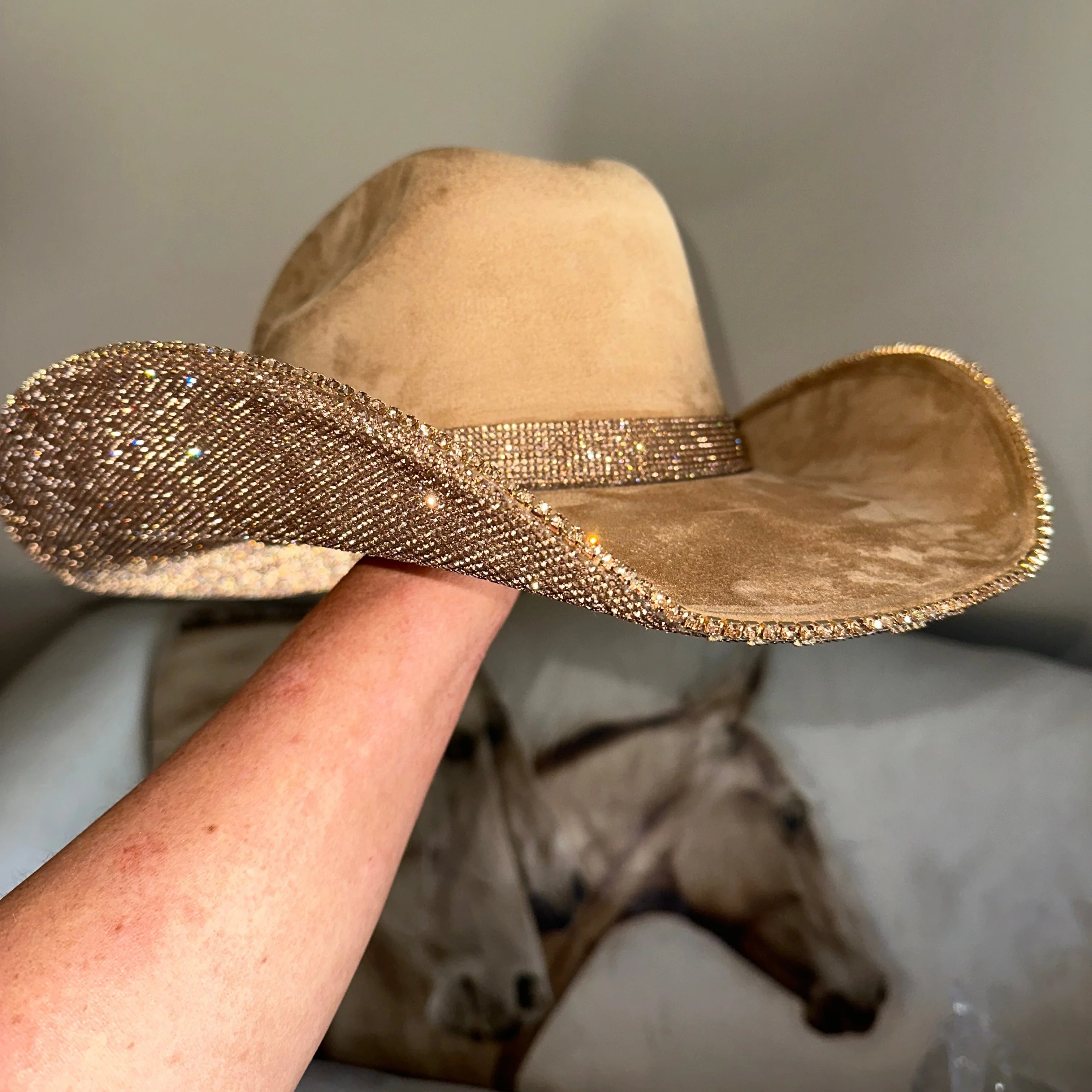 Camel Suede & Lt Topaz Rhinestones