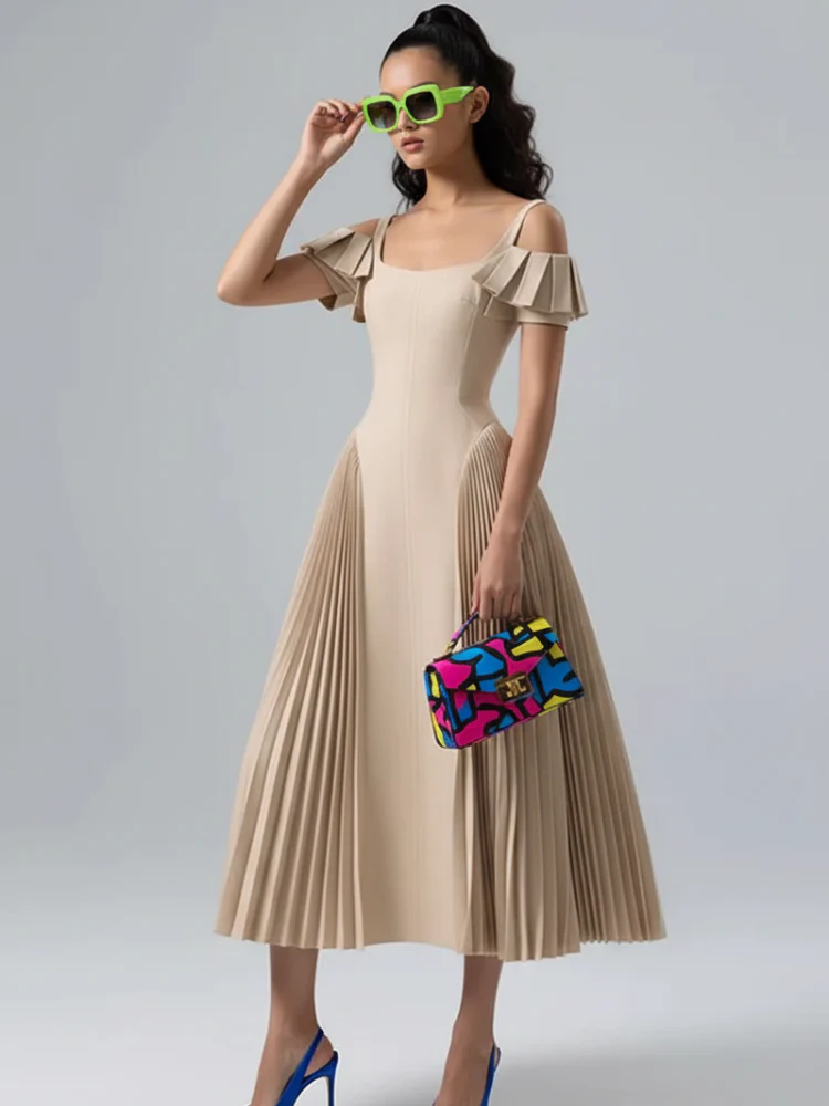 Camisole Backless Party Dress with Pleated and Patchwork Details For Women, SoHo, BYMANYC New York. - Image 2