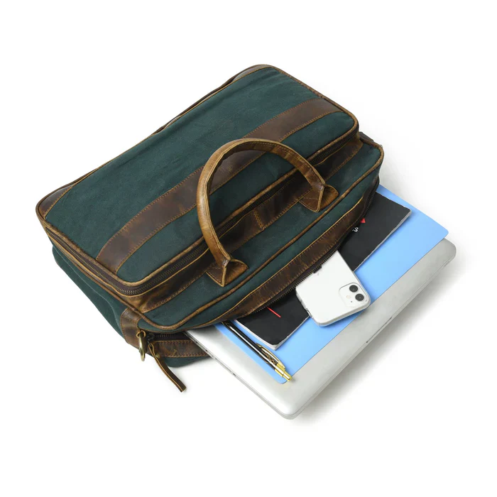 Canvas Green Briefcase - Image 5