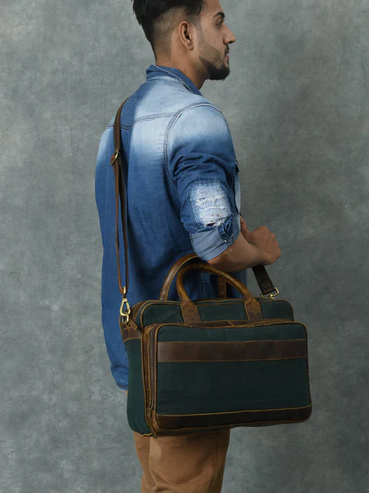 Canvas Green Briefcase - Image 6