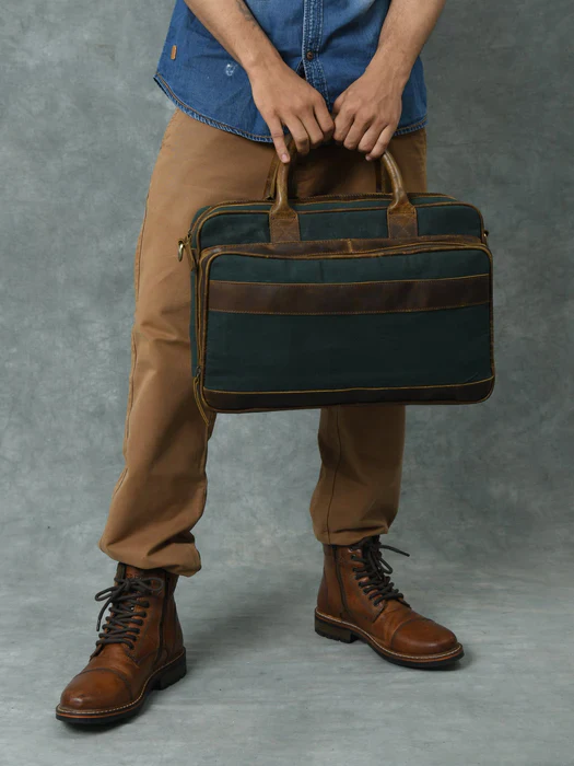 Canvas Green Briefcase - Image 7