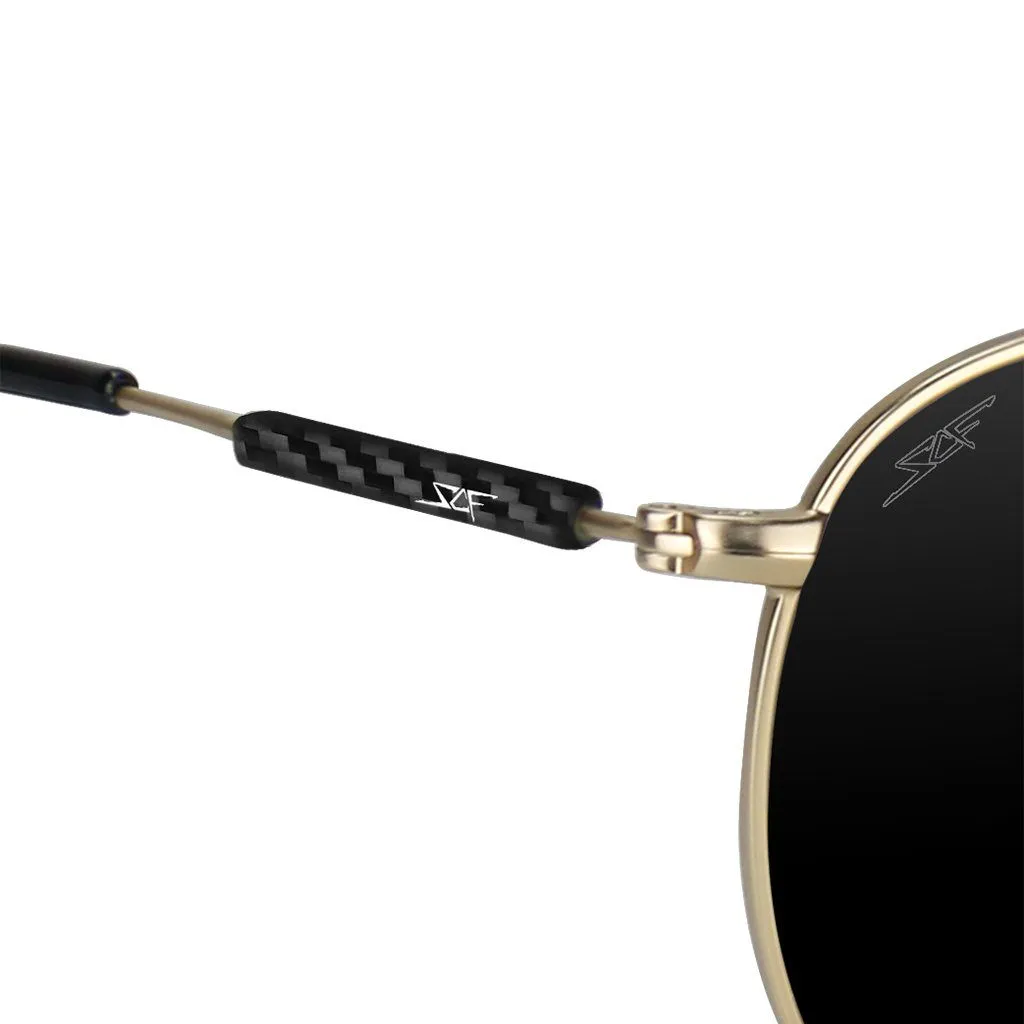 CAPTAIN Real Carbon Fiber Sunglasses (Polarized Lens | Carbon Fiber Temples | Gold) - Image 2