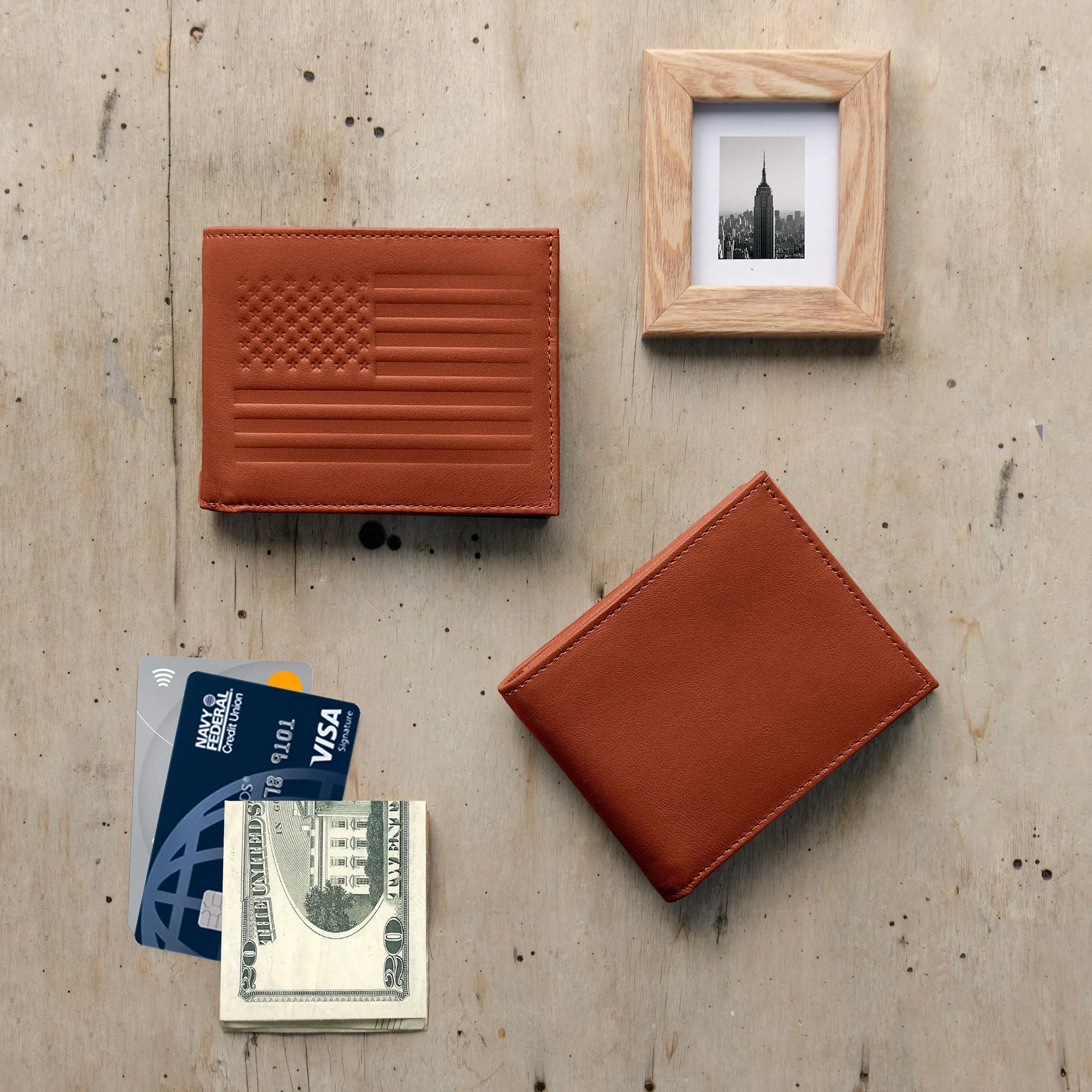 Carry-It-All Bifold Men's Leather Wallet (American Flag optional) - Image 12