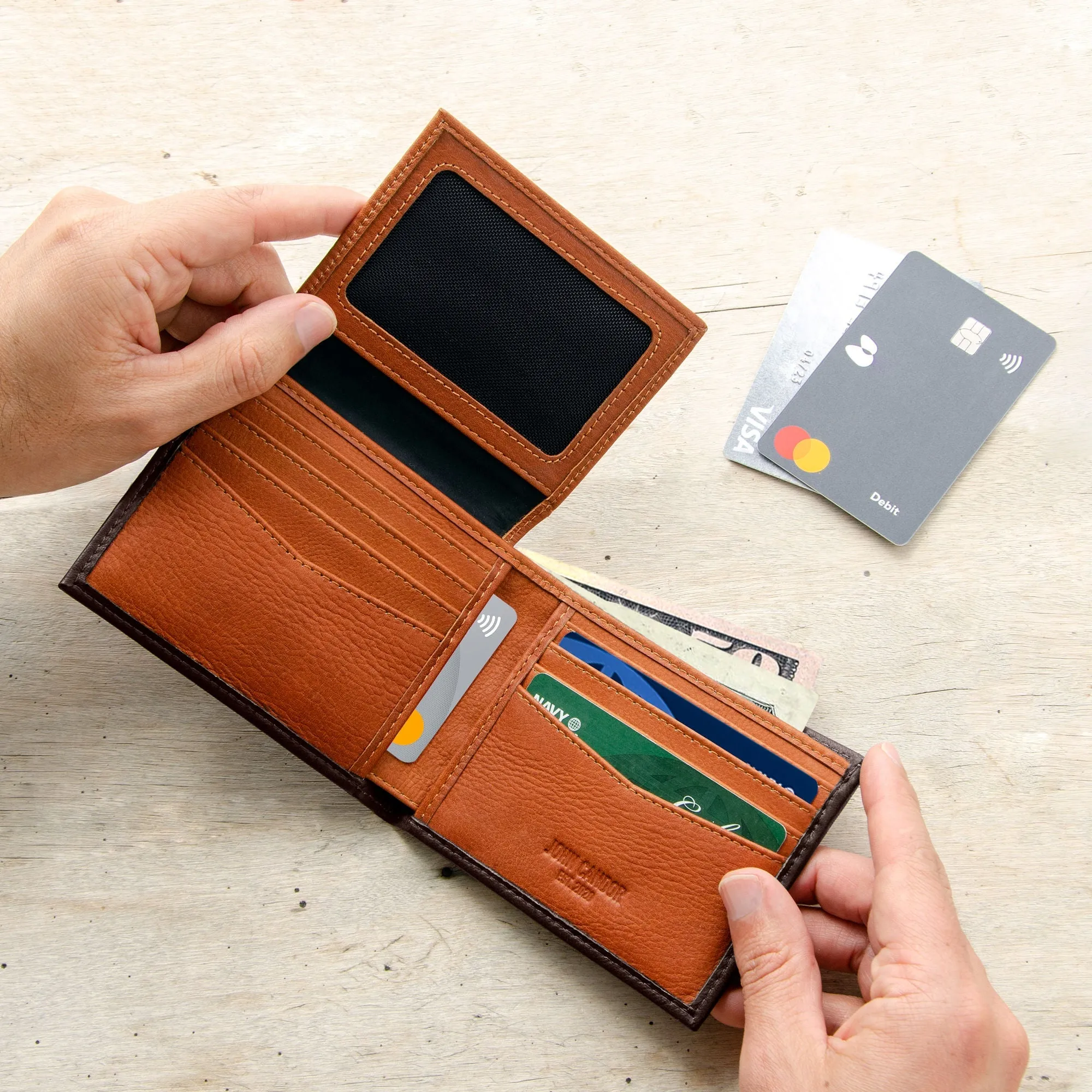 Carry-It-All Bifold Men's Leather Wallet (American Flag optional) - Image 16
