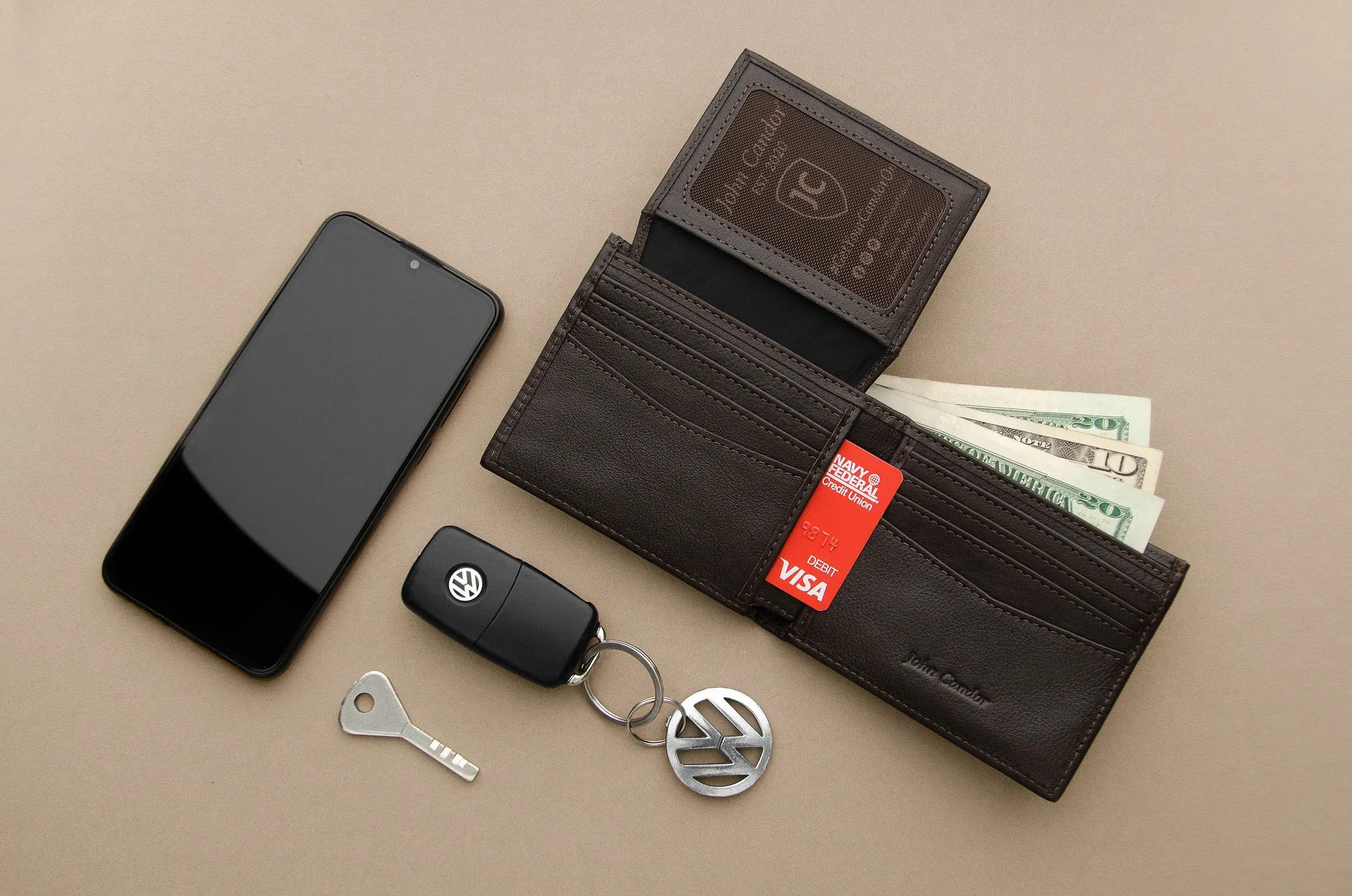 Carry-It-All Bifold Men's Leather Wallet (American Flag optional) - Image 17